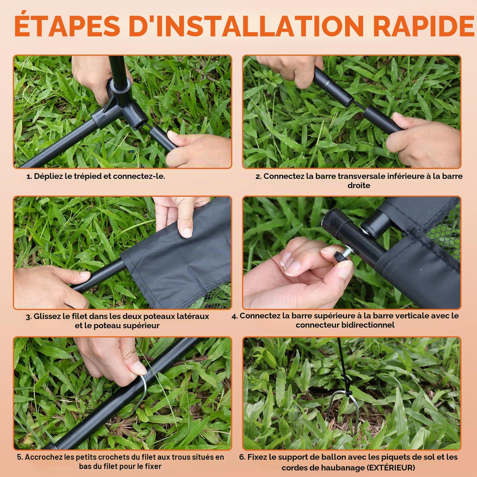 Set de Jeux de Raquettes avec Filet - Set Sportif 4-en-1, Compatible Badminton/Tennis de Table/Volant/Pickleball, Set de Jeux Sportifs Intérieur & Extérieur, pour Plage/Jardin/Maison