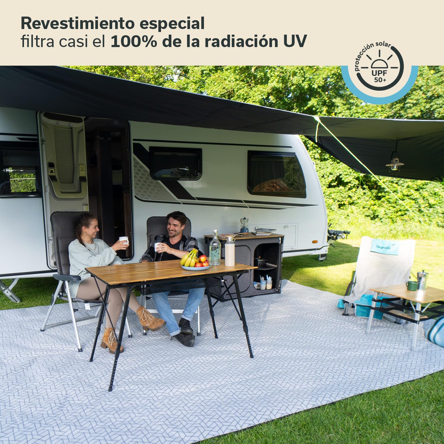 Skandika Freeway 3-4 m Avance/Toldo para caravanas con fijación, toldo e Sol con Ribete, protección UV 50+, 3000 mm Columna de Agua | Autocaravana, Camper, Bus (3 Metros)