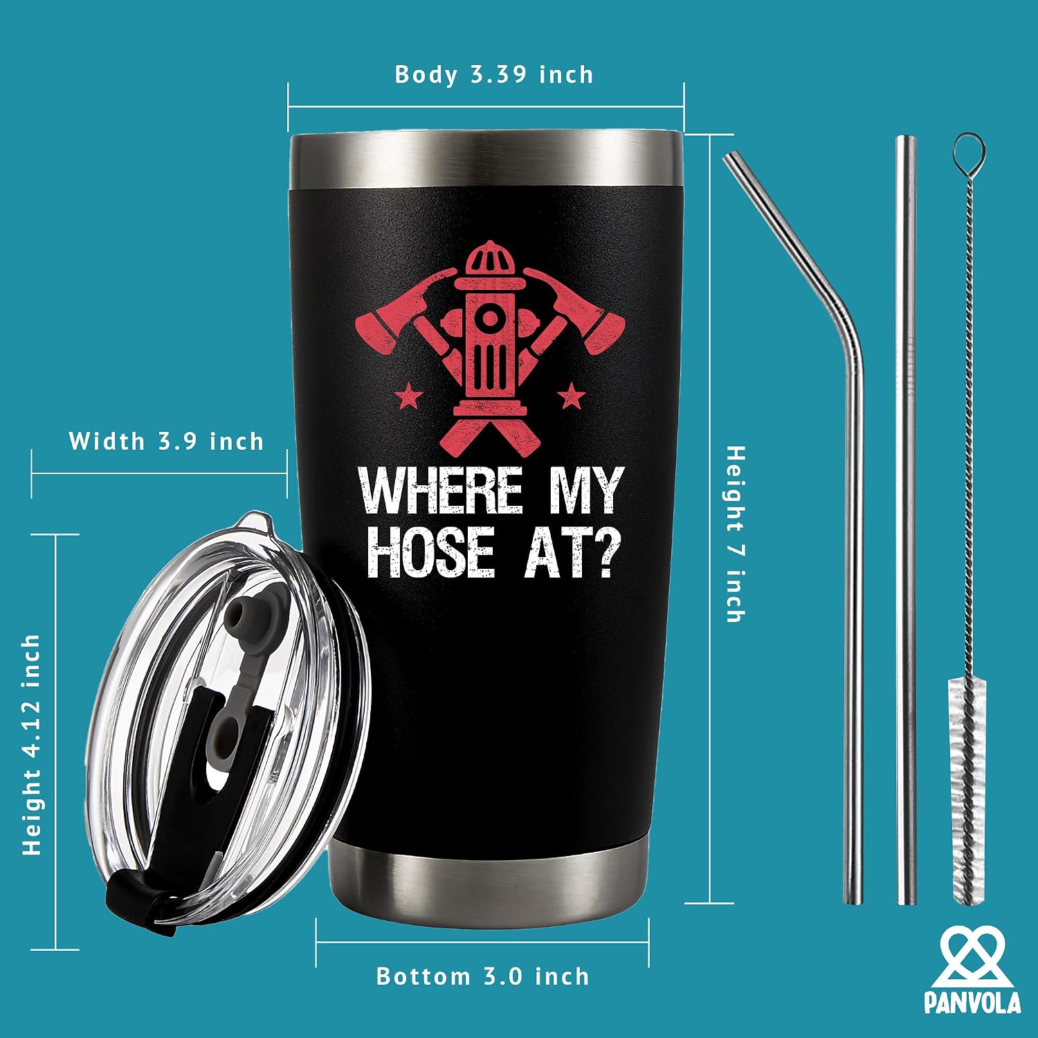 Panvola Where My Hose At Where My Hose At Firefighter Tumbler 20oz Black image 5