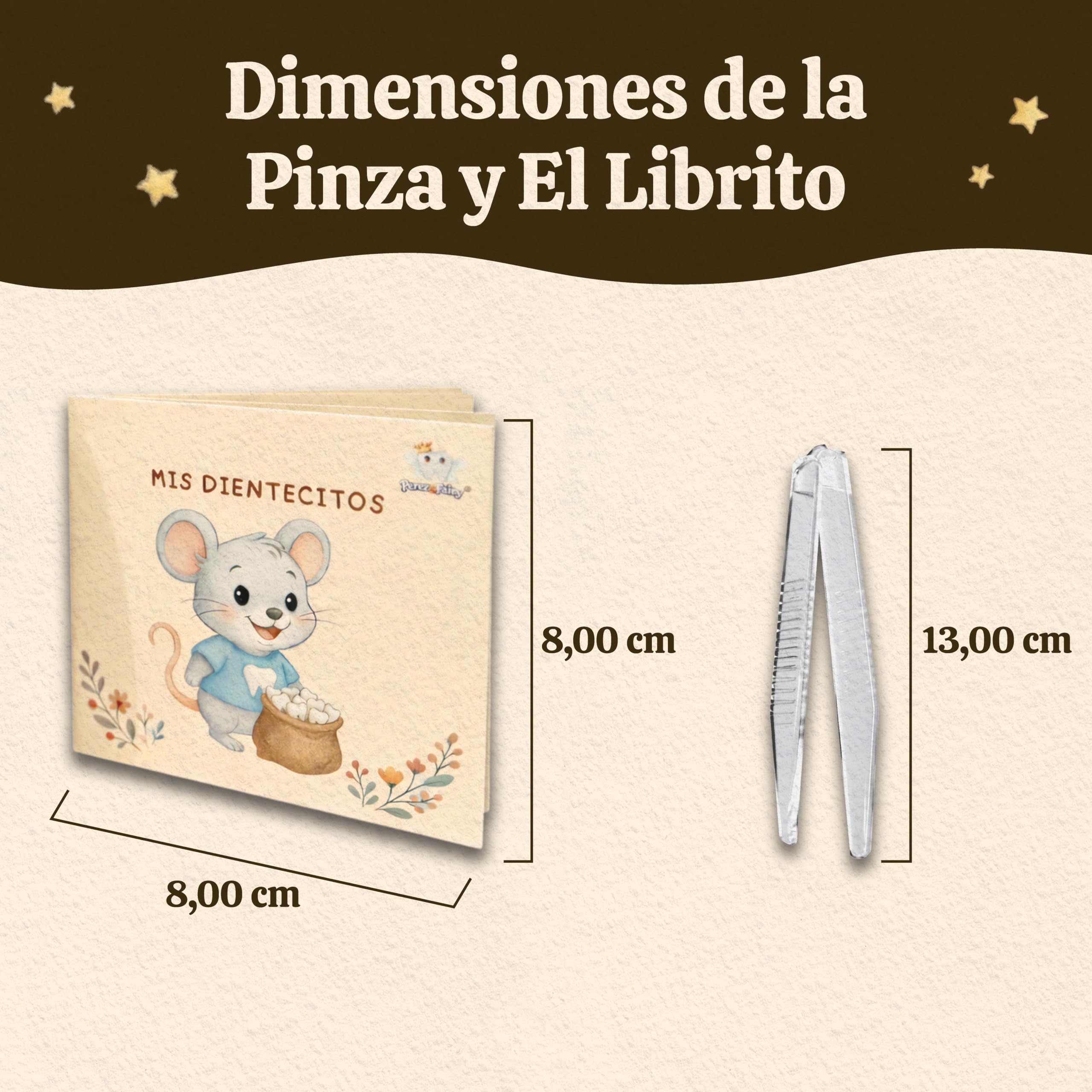 Perez&Fairy Caja de Dientes de Leche del Ratoncito Perez en Madera Premium | Cajita Ratoncito Perez con Pinzas y Soporte de Estanteria | Regalo para Niño y Niña