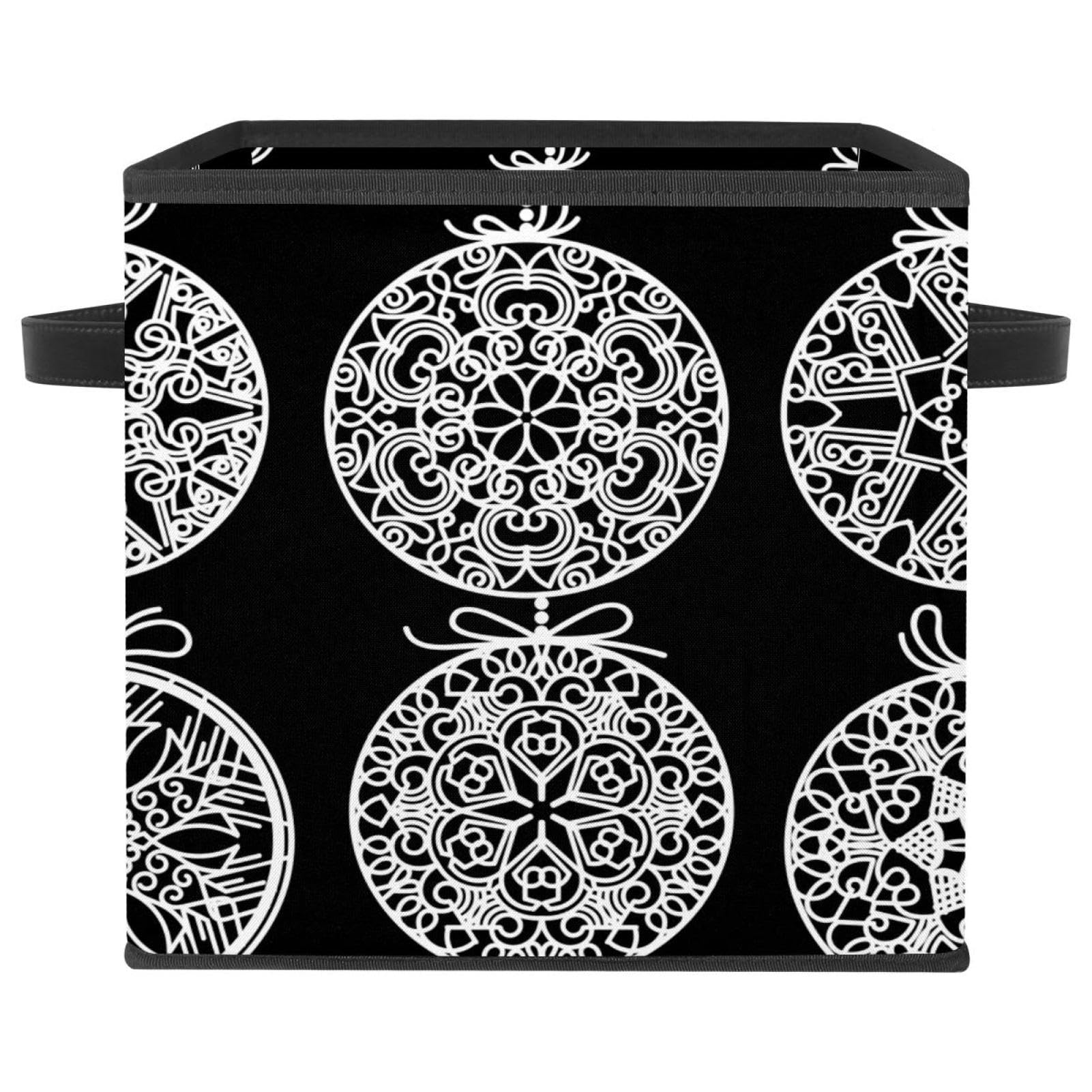 Panier de rangement en tissu premium motif de Noël blanc et noir cube pour placard