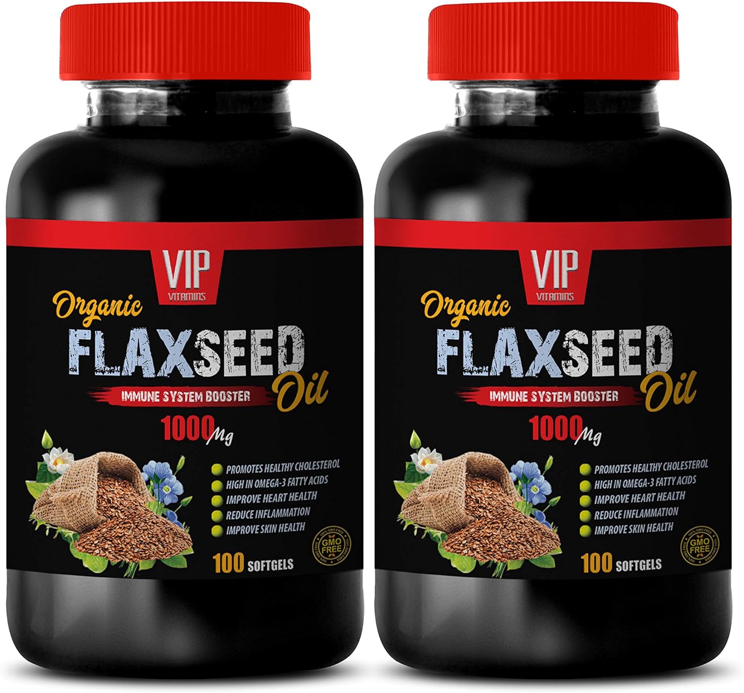 Organic Skin Supplement Flax Seed Oil 1000 MG Organic