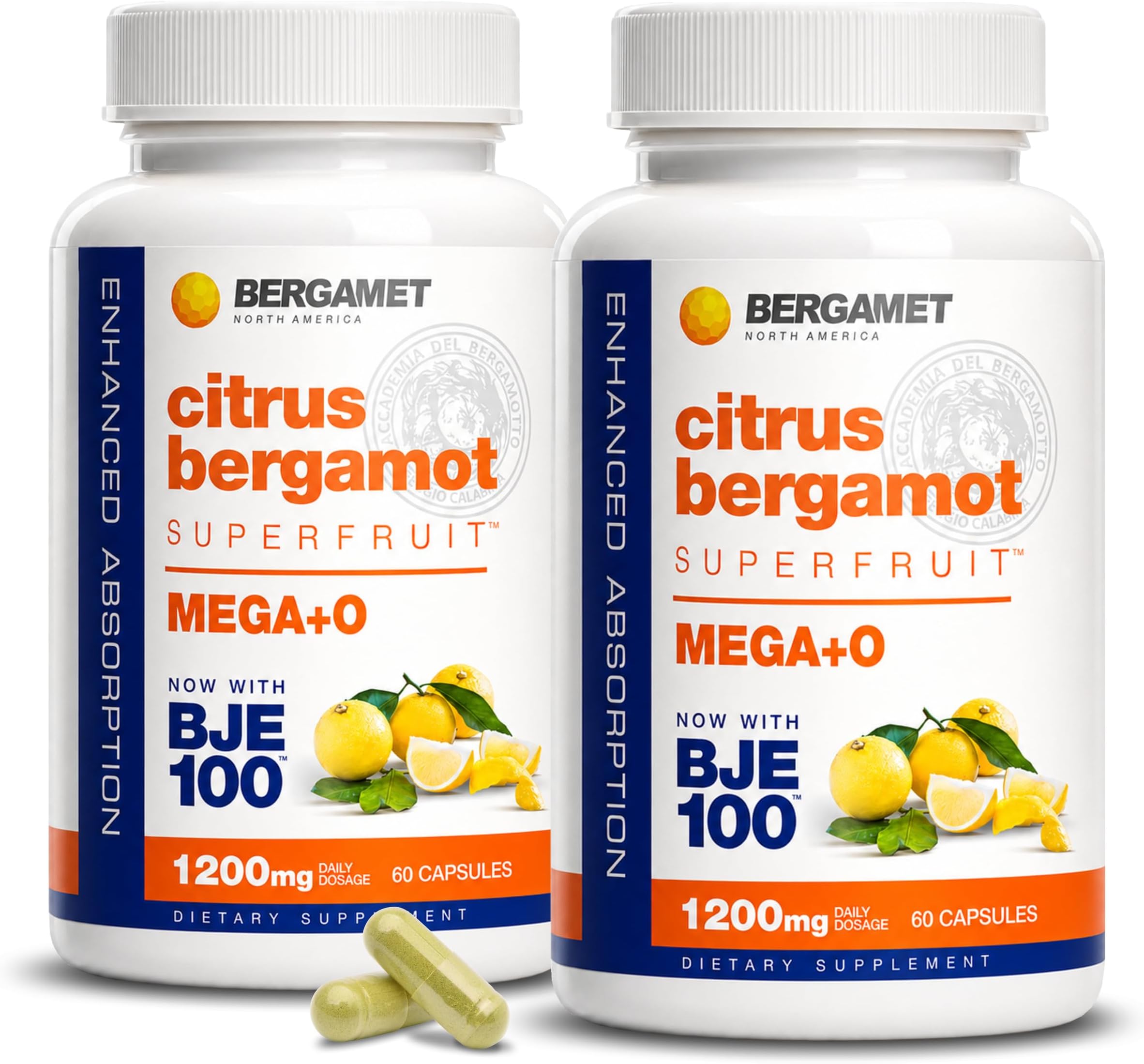 BergaMet Citrus Bergamot Supplement 1200mg 80% Polyphenols - 120 Capsules