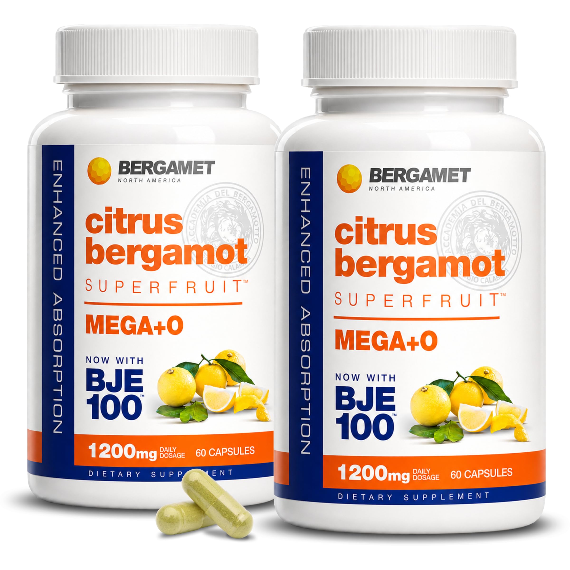 BergaMet Citrus Bergamot Supplement 1200mg 80% Polyphenols - 120 Capsules