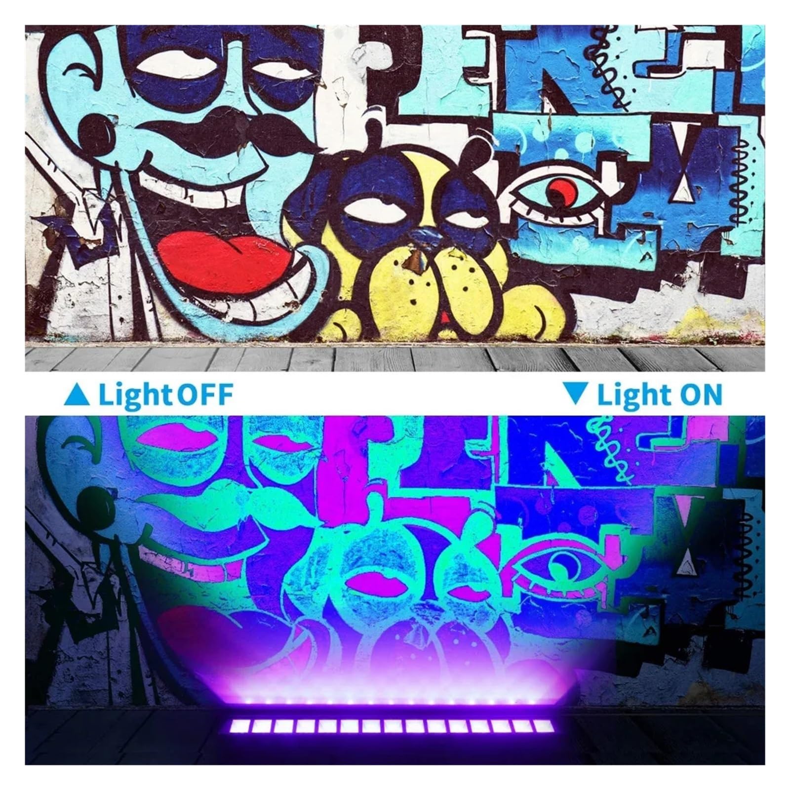 Applique Murale, Barre lumineuse UV noire 40 LED, 40 W, avec interrupteur, brille dans le noir, for fête d'Halloween, affiche fluorescente, scène