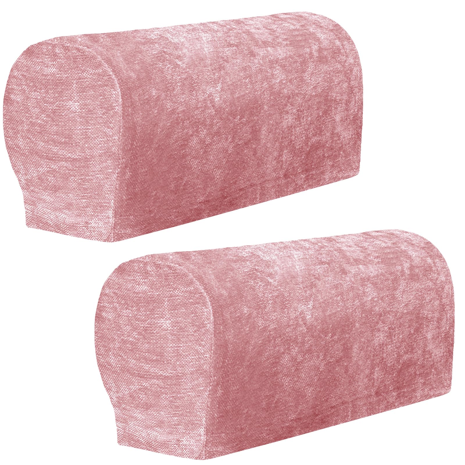 XIEHUZA 1 Pair Chenille Stretch Armrest Covers, Skin-Friendly Arm Covers Protectors for Sofa Couch Chairs Recliner, Non-Slip Armchair Slipcovers with Twist Pins (Rose Pink)