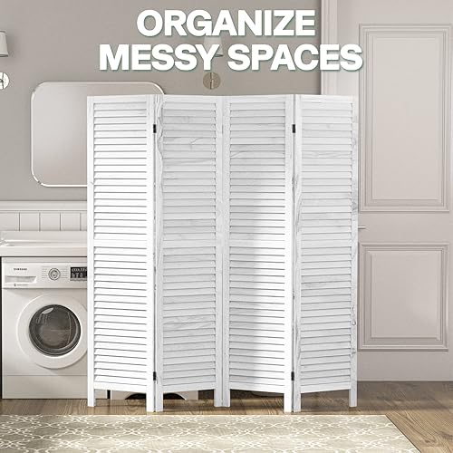 Miniatura 4 de Divisor de habitación de 4 paneles, pared divisora de madera de 5.6 pies de alto, divisores de habitación plegables, pantalla de privacidad de