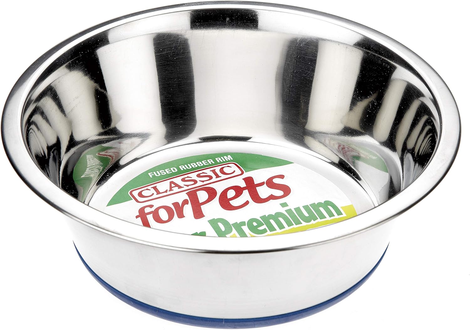 Classic Pet Products Non-Slip Stainless Steel Dish (2500 ml - 250 mm, 9.75 Inch Diameter Dog Bowl), Silver
