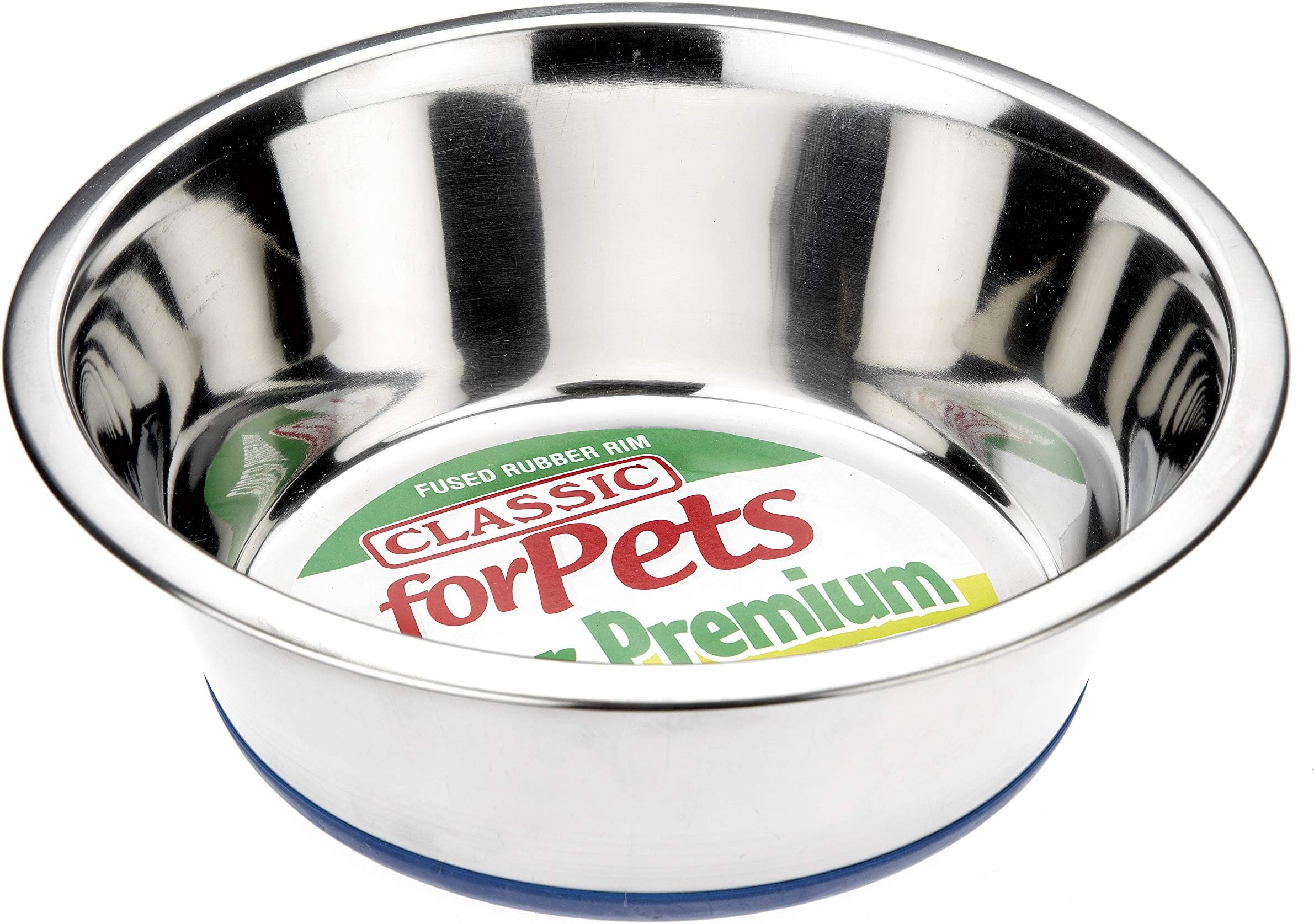 Classic Pet Products Non-Slip Stainless Steel Dish (2500 ml - 250 mm, 9.75 Inch Diameter Dog Bowl), Silver