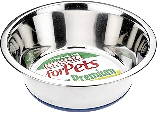 Classic Pet Products Non-Slip Stainless Steel Dish (2500 ml - 250 mm, 9.75 Inch Diameter Dog Bowl), Silver