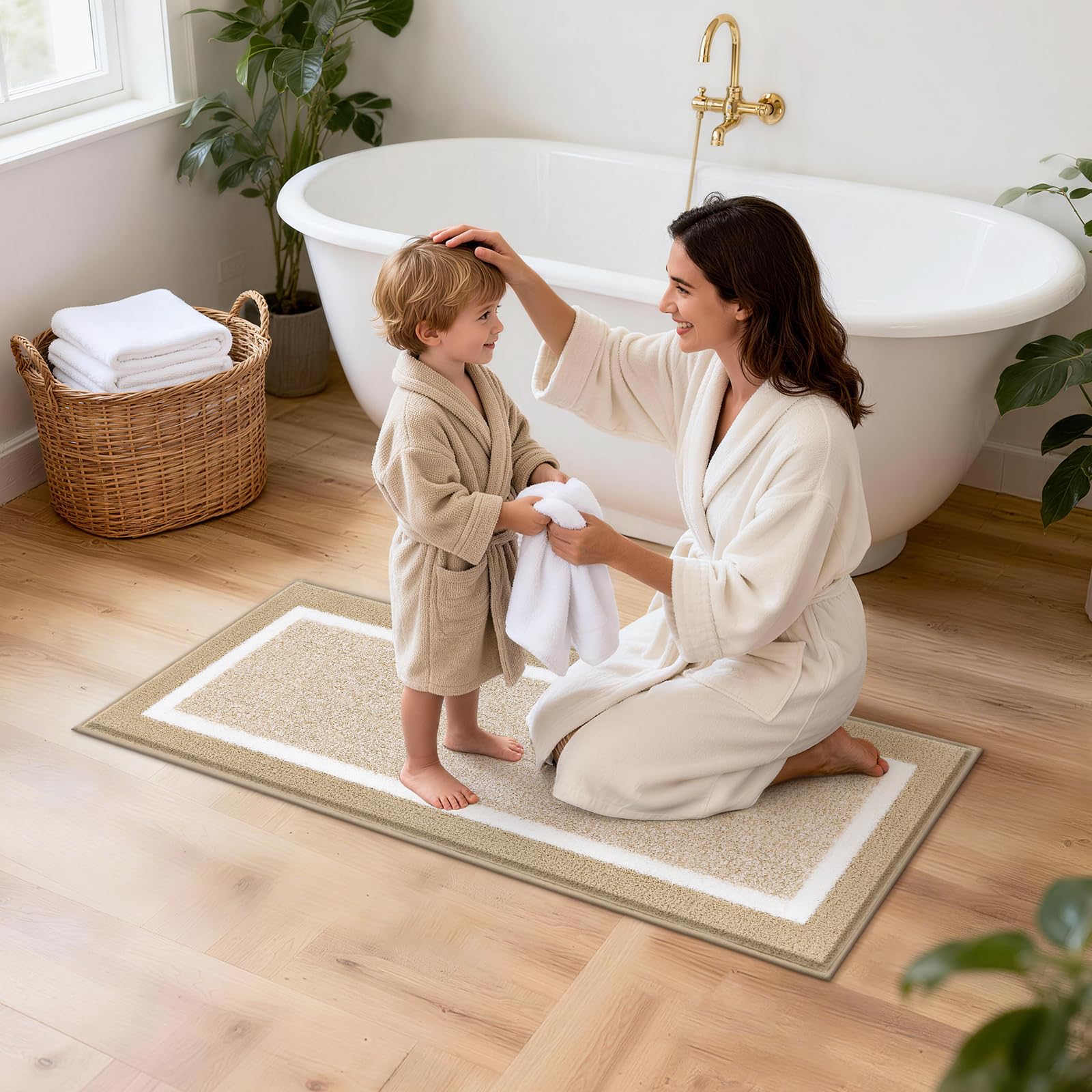 Pauwer Set di tappeti da bagno 3 pezzi tappeti da bagno doccia con contorno a forma di U tappetino da bagno assorbente in microfibra tappetini da bagno antiscivolo lavabili in lavatrice tappetini da