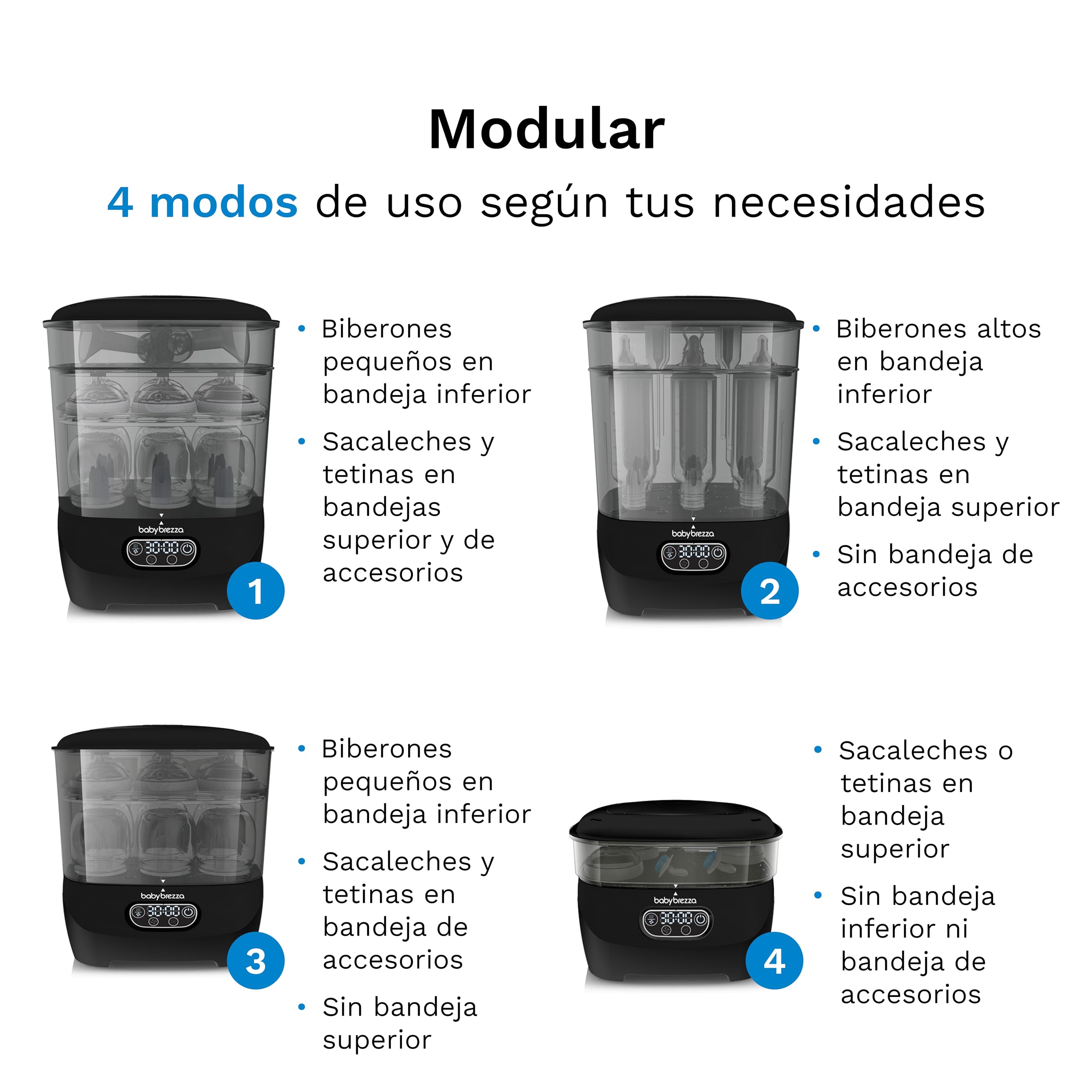Baby Brezza Sterilizer Dryer Advanced - Esterilizador y Secador de Biberones - 33% Más Rápido - Esterilización con Vapor de Gran Capacidad - Para Biberones y Piezas de Extractor - Filtro HEPA