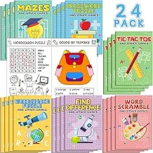 24PCS Fun Games Activity Books for Kids Challenging Activities Games Coloring Books Classic Activity Coloring Bulk Gifts for Kids Mazes Find Difference for Party Classroom Gifts Bag Stuffers