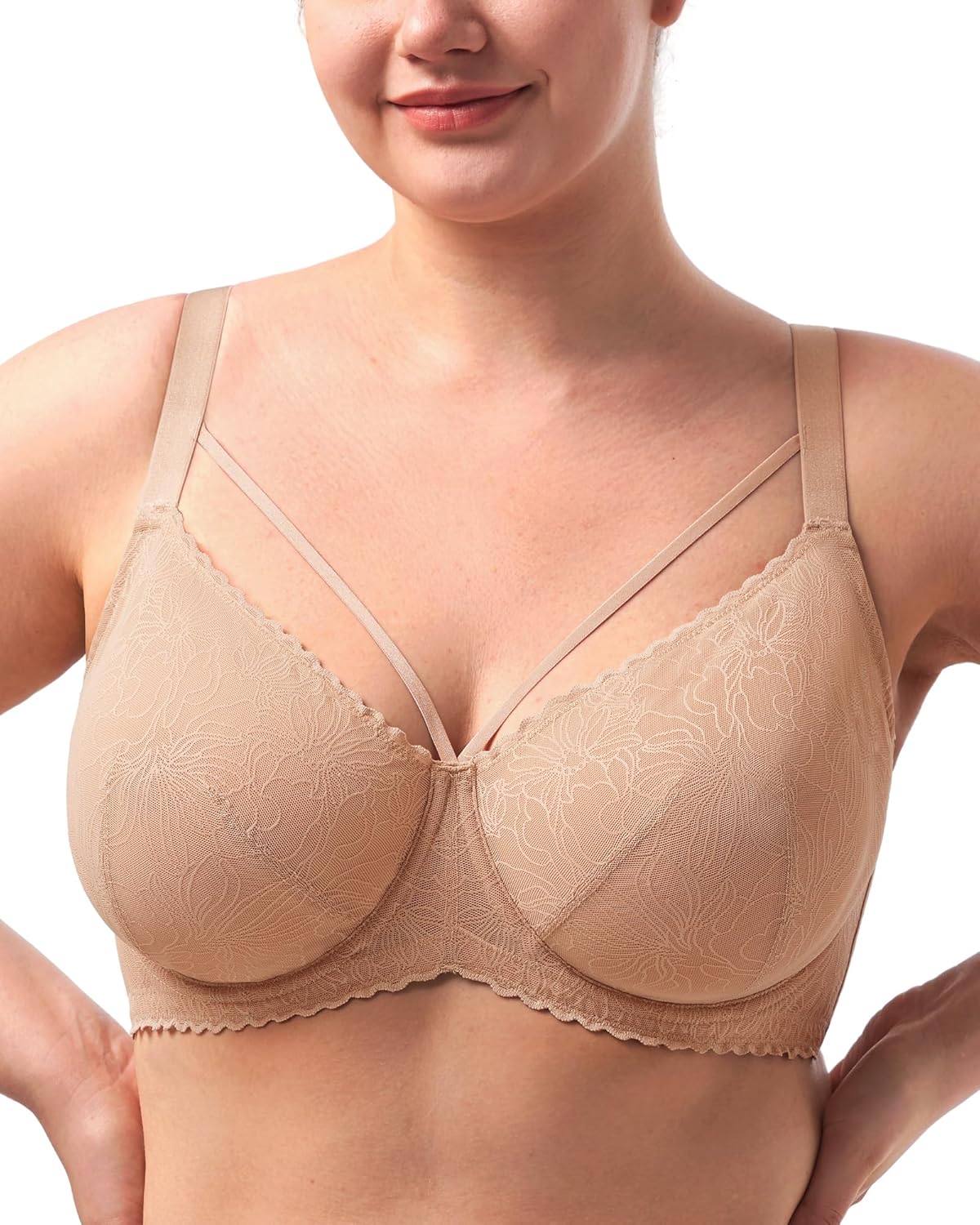 HSIA Minimizer Bras for Women Full Coverage, Unlined Lace Sexy Plus Size Underwire Bra for Large Breasts
