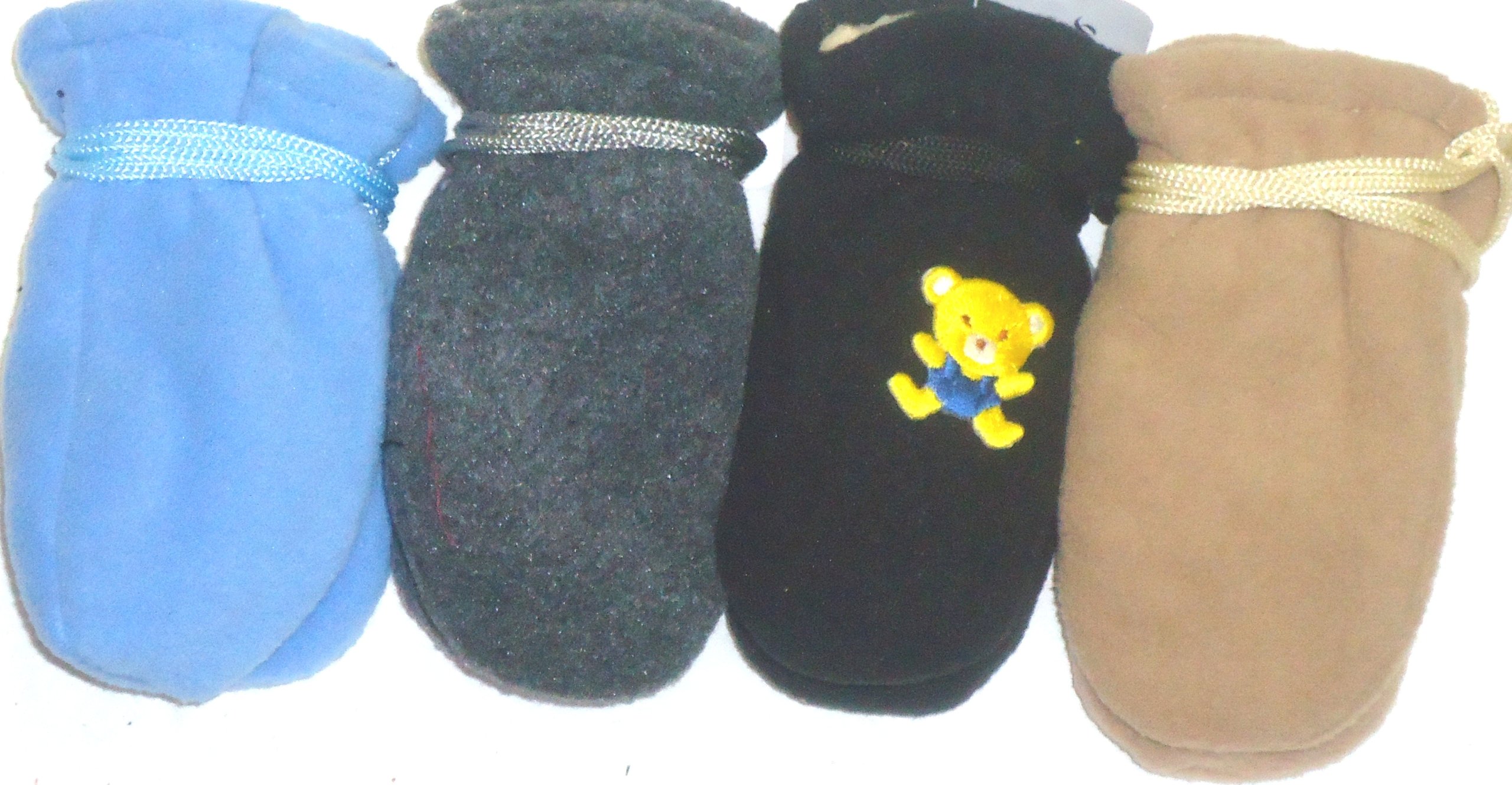 Set of Four Pairs Mongolian Fleece Mittens for Ages 3-12 Months