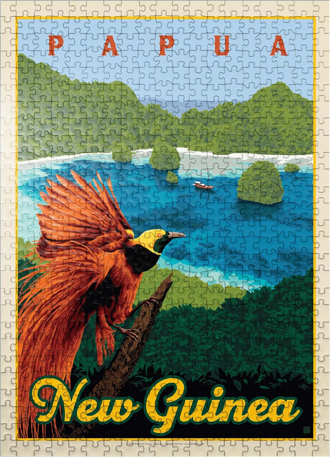 MyPuzzle Papua New Guinea: A Paradise of Biodiversity, Vintage Poster - Premium 500 Piece Jigsaw Puzzle for Adults