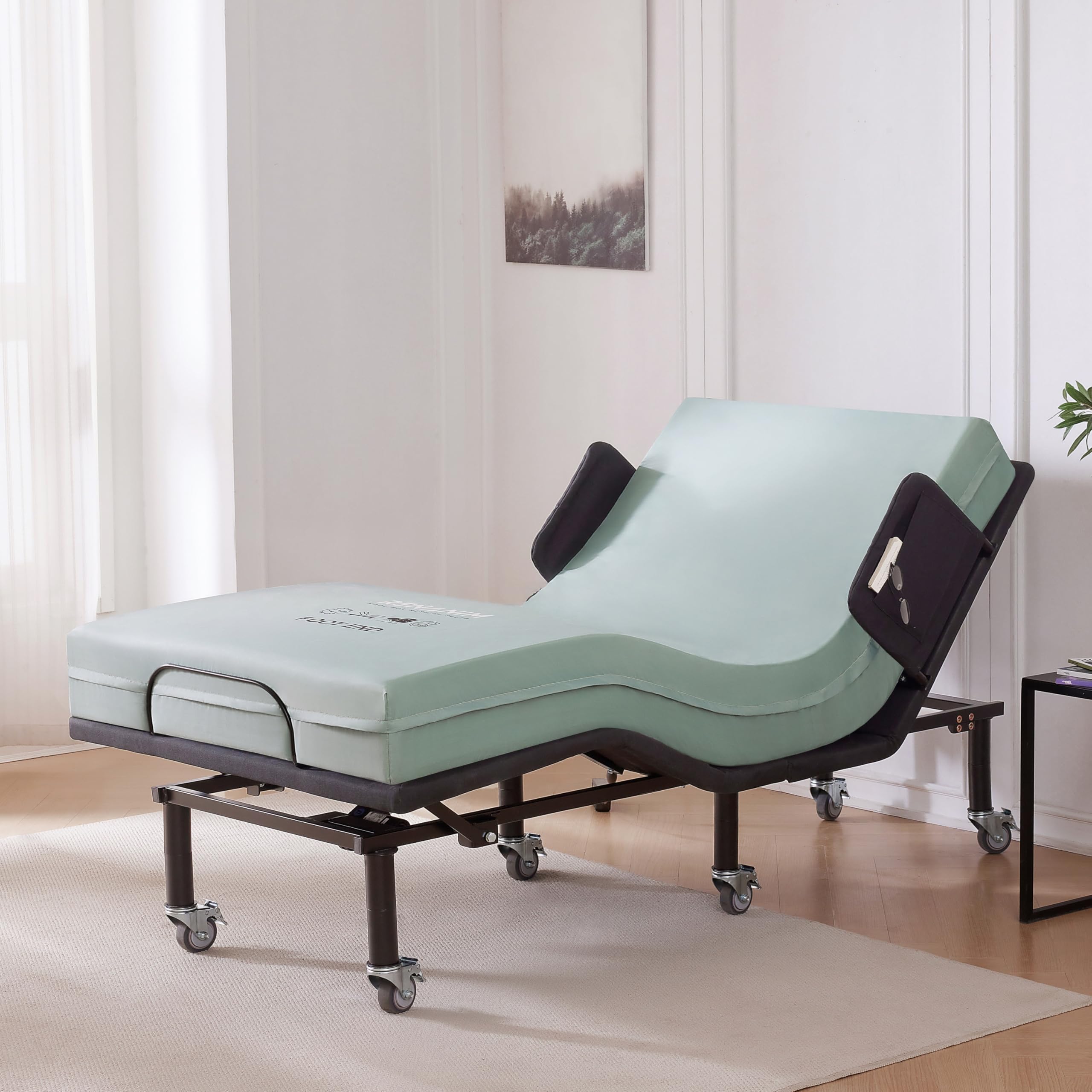Twin XL Adjustable Bed Frame with Side Rails for Elderly Adults