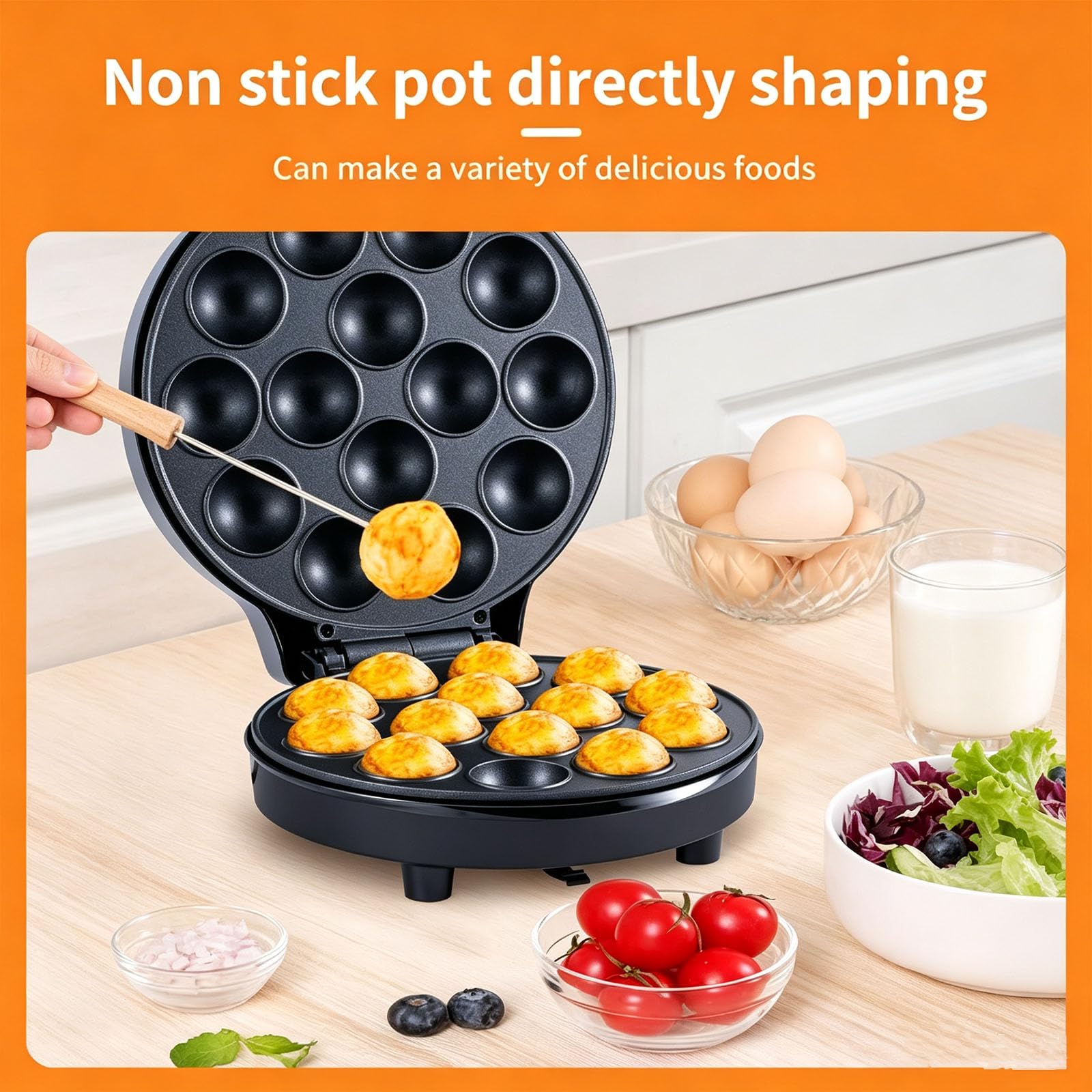 Macchina Elettrica per Cupcake da 750 W, con 14 Fori E Rivestimento Antiaderente, Riscaldamento su Entrambi I Lati, Compatta E Portatile, Ideale per Torte di Compleanno, Snack E Dessert.