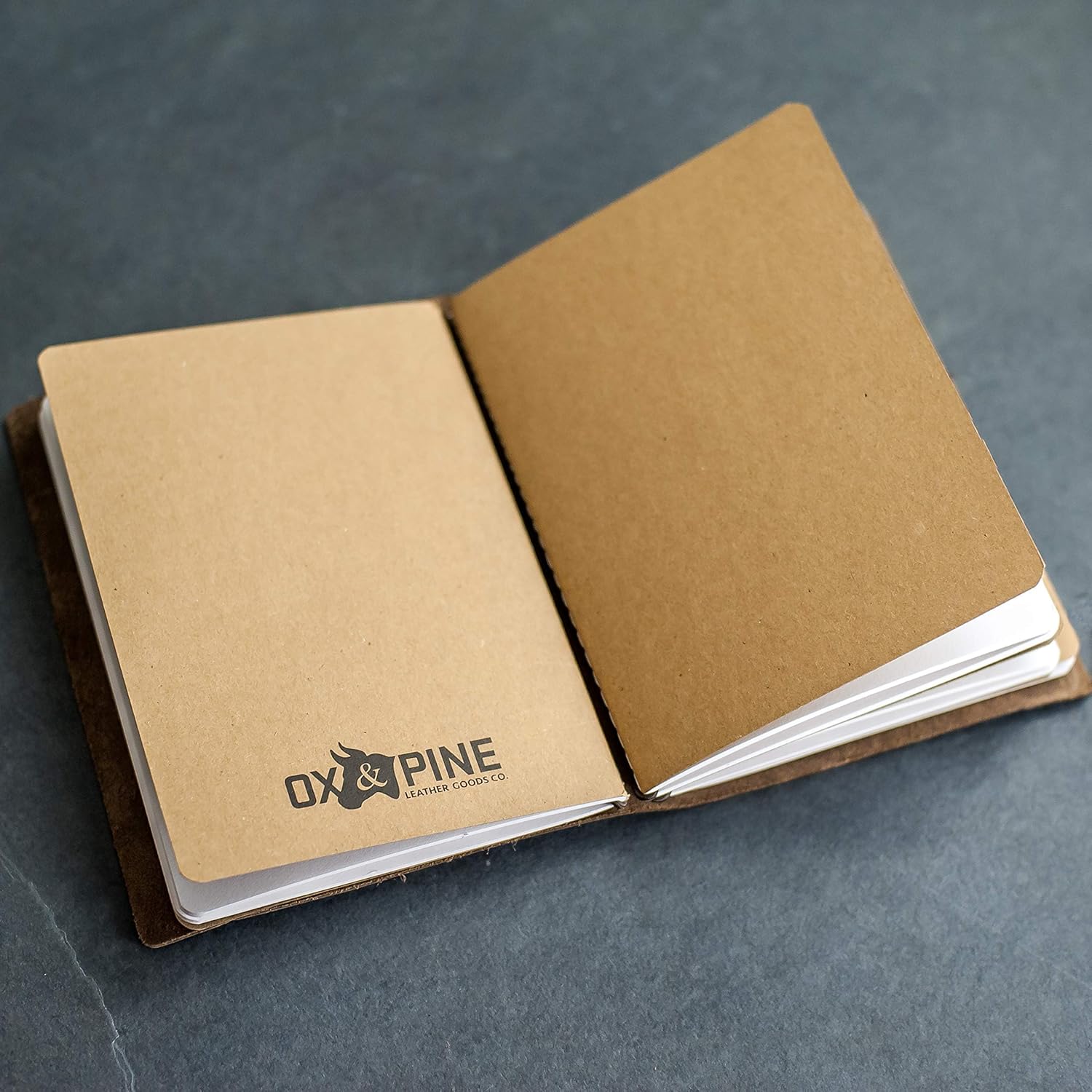 Ox & Pine Refillable Pocket Leather Journal Notebook Personalized (Rustic Brown, Graph Paper)