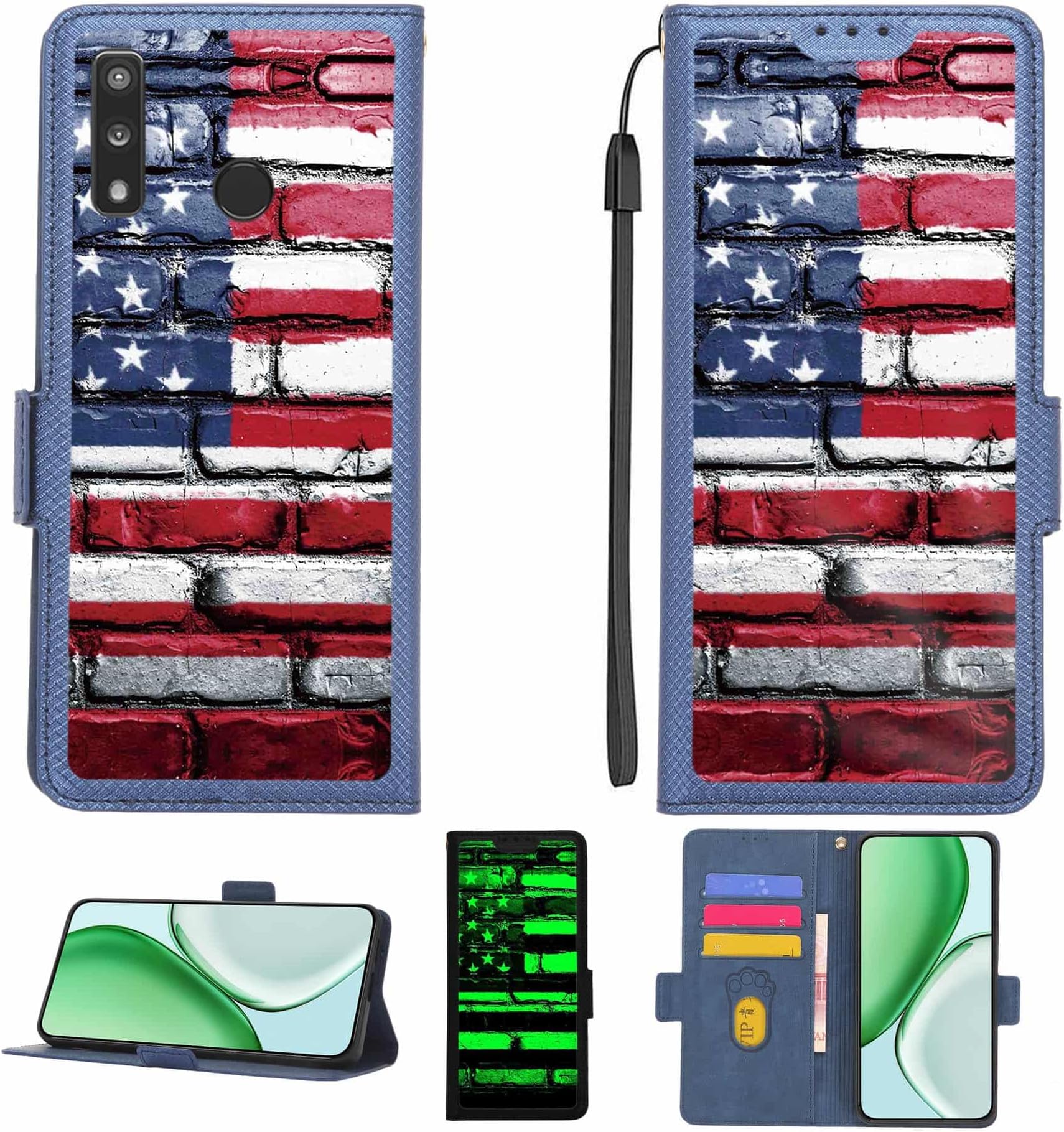 Case Compatible for Teracube Thrive Phone Case Flip Cover [with Tempered Glass Screen Protector][RFID Blocking][Luminous Effect] LPT-GQ