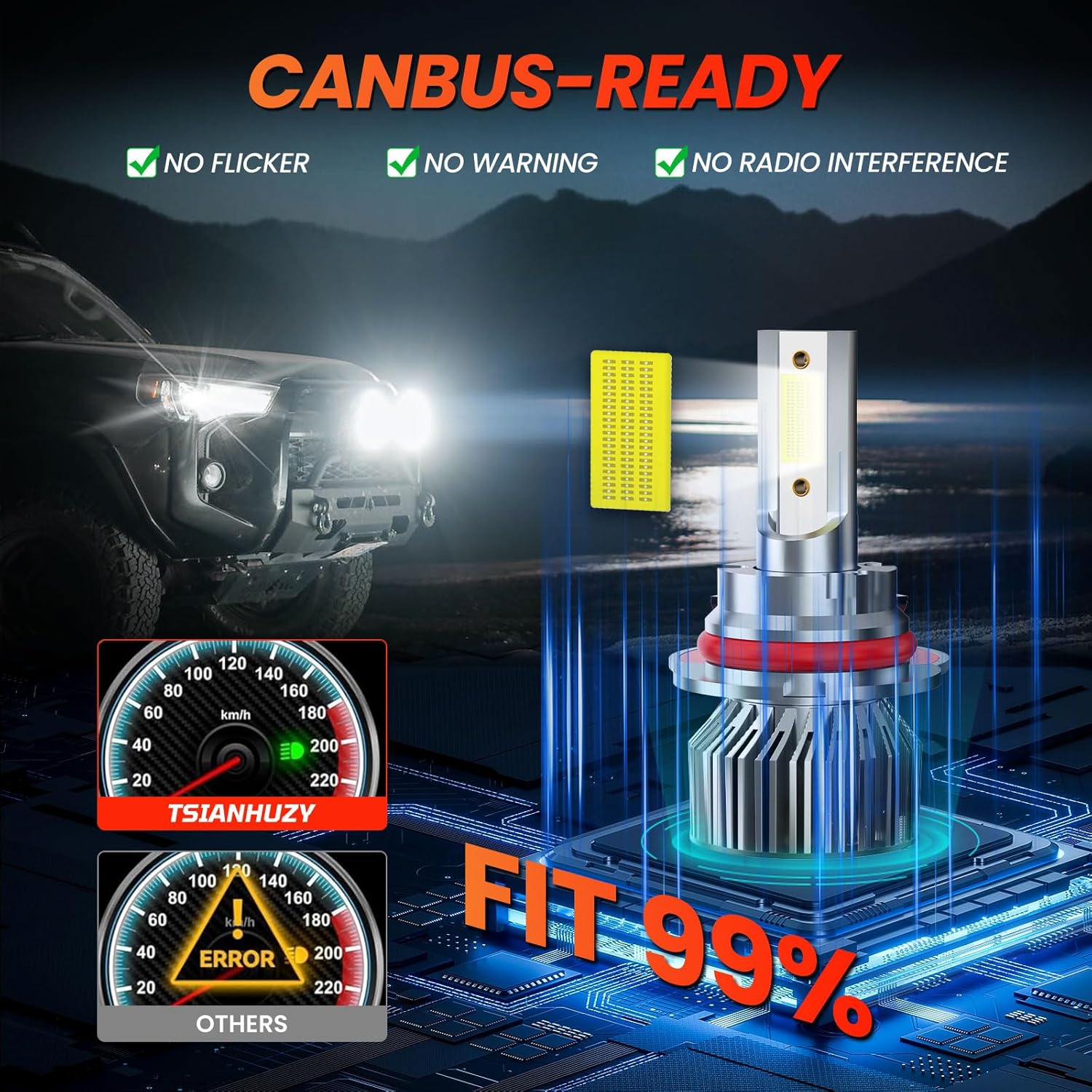 Compatible For Ford F150 F250 F350 1999-2003 Driving Light Bulb,600% Brightness High Low Beam Fog Light Bulbs Combo,Plug and Play,6500K White Bulbs,IP68 4pcs