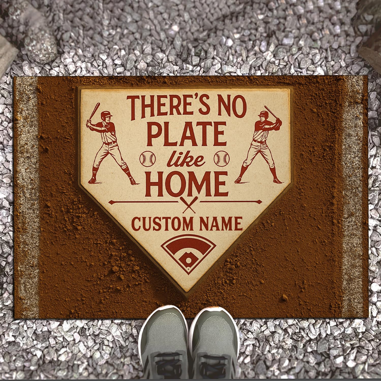 Personalized Non-Slip Baseball Doormat for Entry – Custom Name Home Plate Door Mat for Sports Fan – Front or Indoor Welcome Rug – Baseball Housewarming Gift for Outdoor Decor Enthusiasts