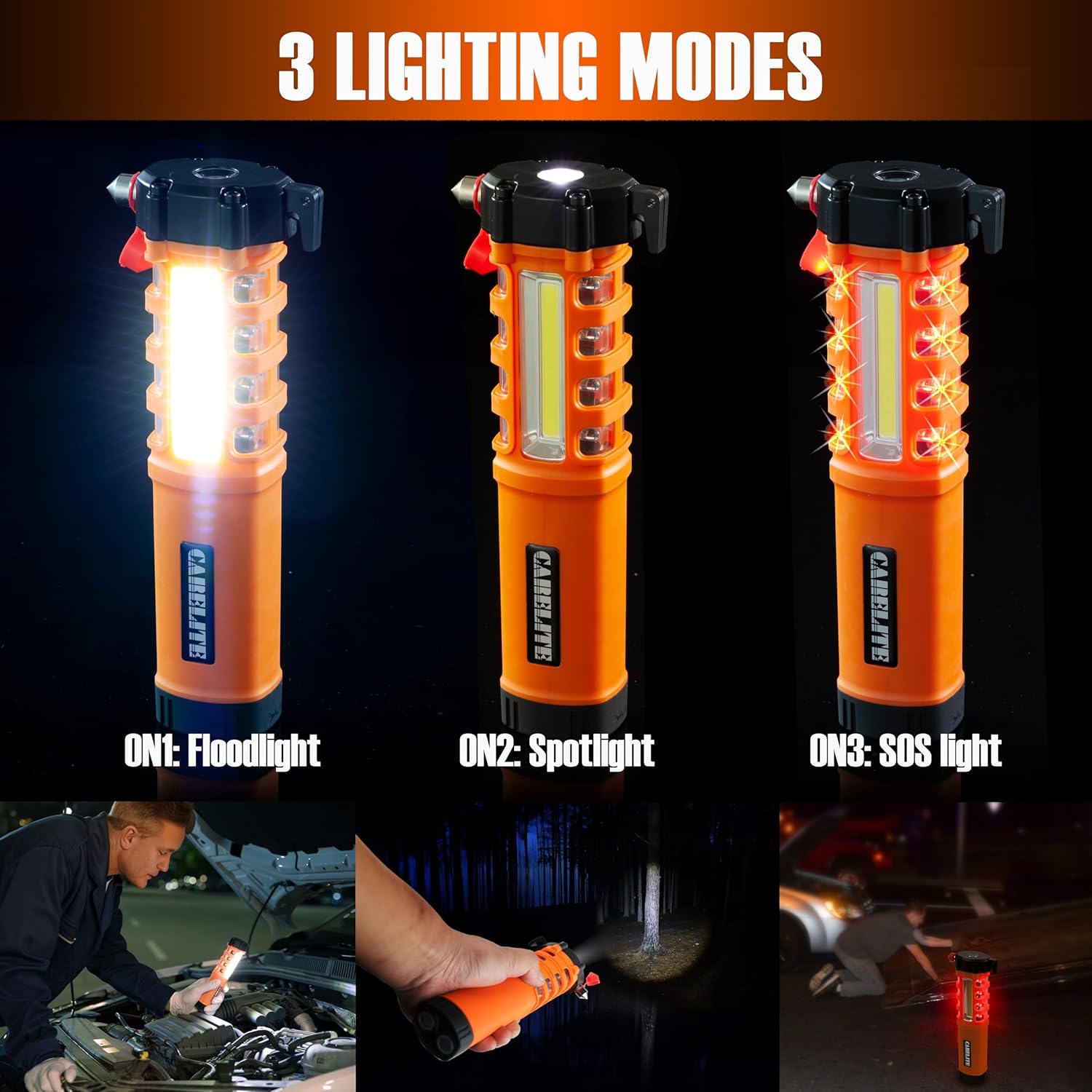 Multi-Function Emergency Car Flashlight, Essential Car Escape Tool, Life Saving Rescue Gear for Emergency and Father's Day Gift