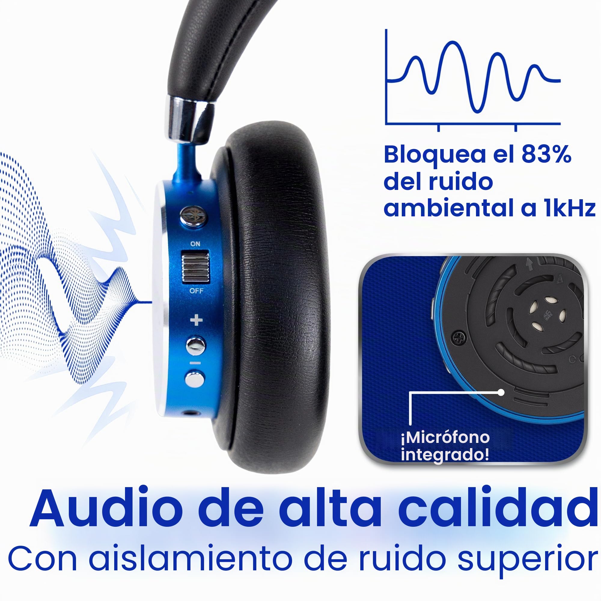 Puro Sound Labs BT2200-Plus Auriculares Bluetooth para Niños con Limitación de Volumen - Auriculares más Seguros para Niños - Calidad de Audio de Estudio y Aislamiento de Ruido (Azul)
