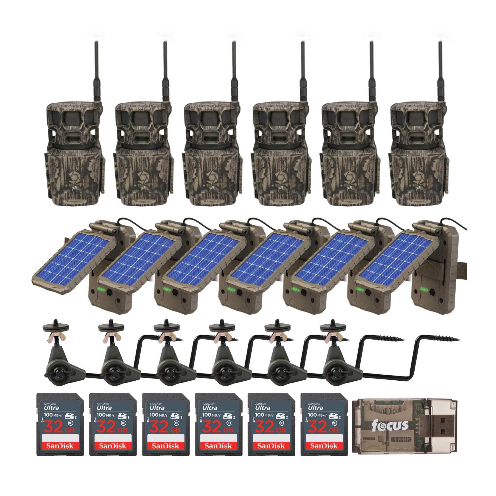 Revolver Pro 2.0 360-Degree 40MP Cellular Camera Bundle (Brown) with Solar Power Panel, Trail Camera Holder, Card Reader, and Memory Card (25 Items)