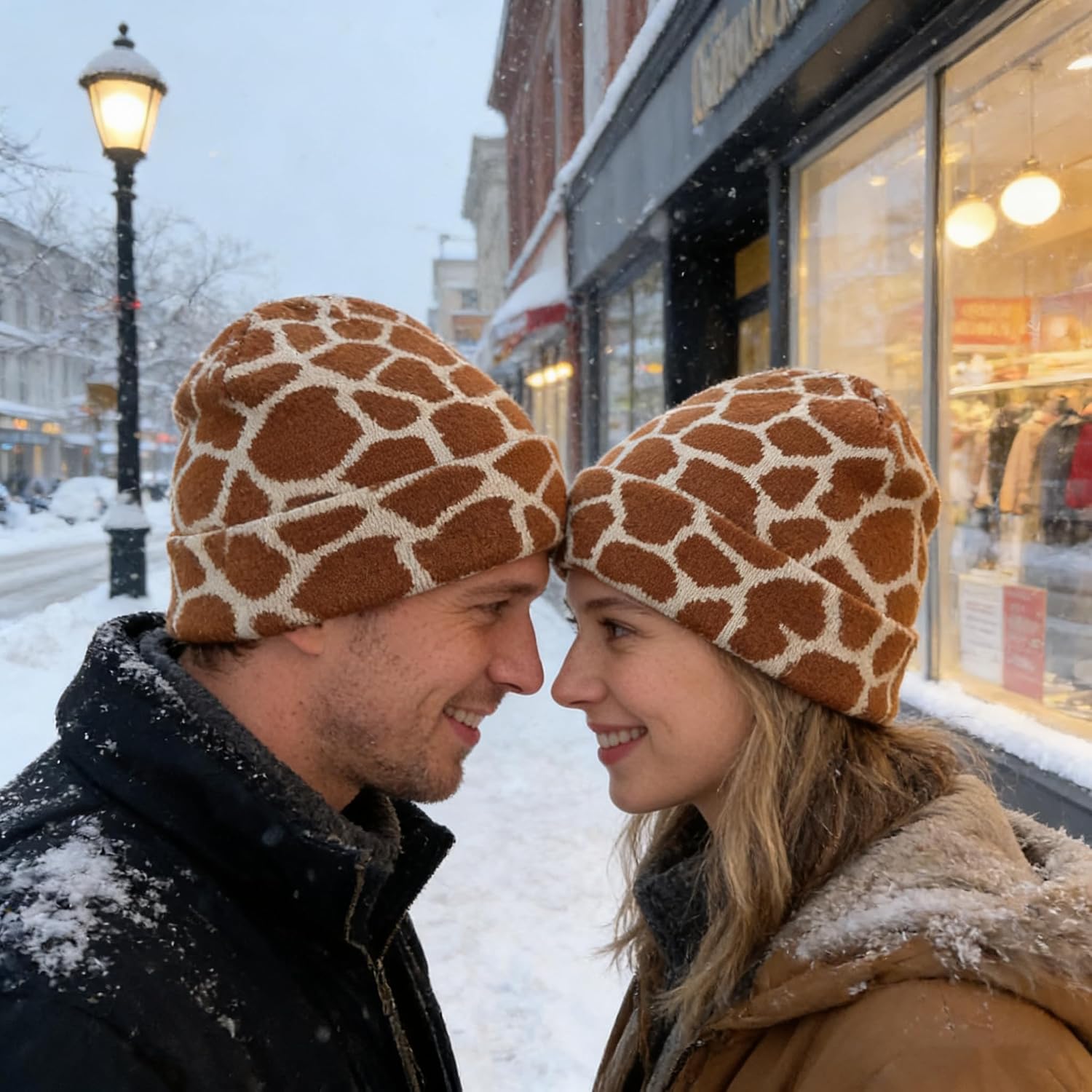 Animal Print Knit Beanie Hat for Women Men, Soft Stretch Cuff Beanie