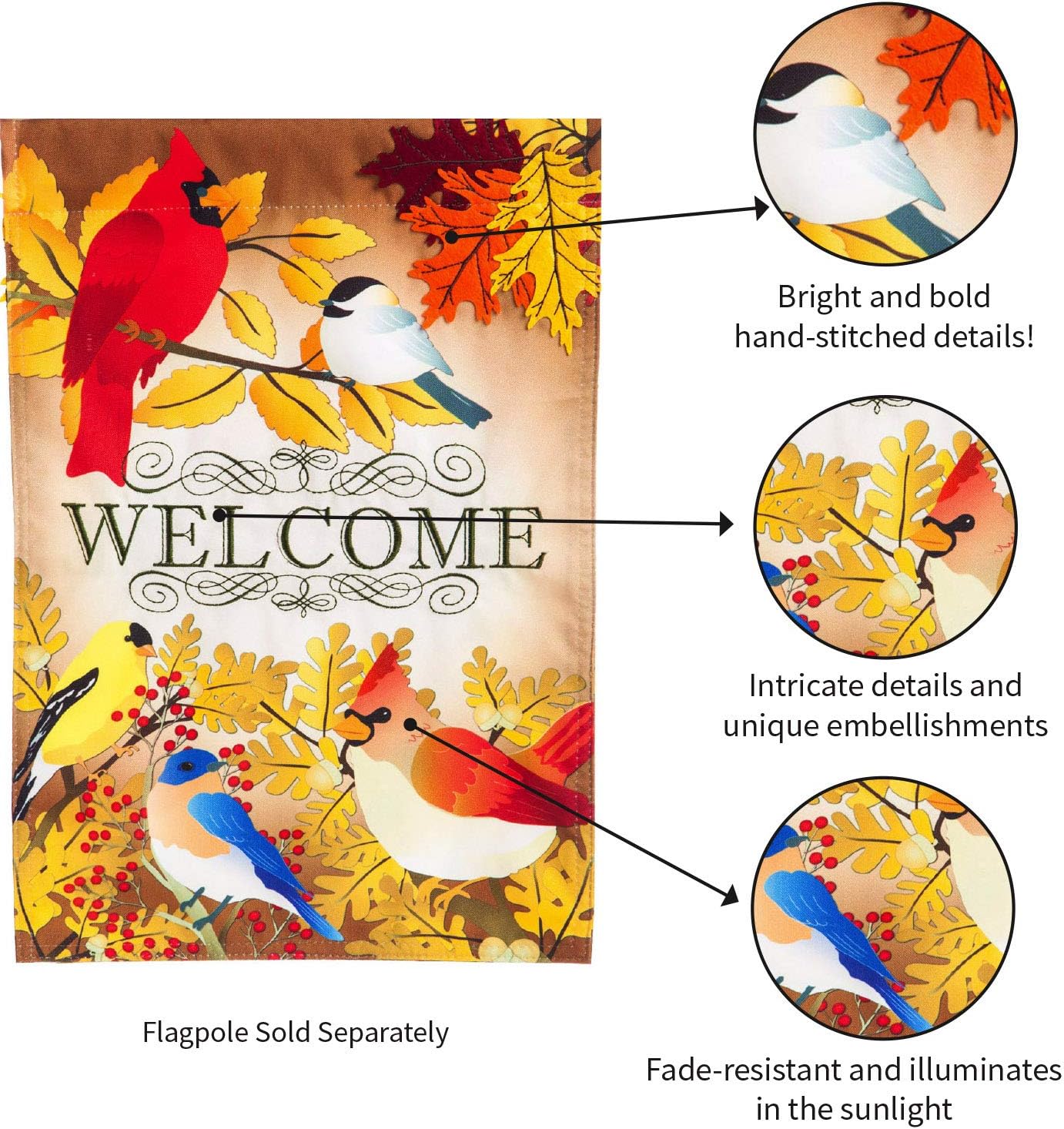 Evergreen Flag Beautiful Autumn Song Bird Double Sided Linen House Flag - 28 x 44 Inches Fade and Weather Resistant Outdoor Flag for Homes, Yards and Gardens
