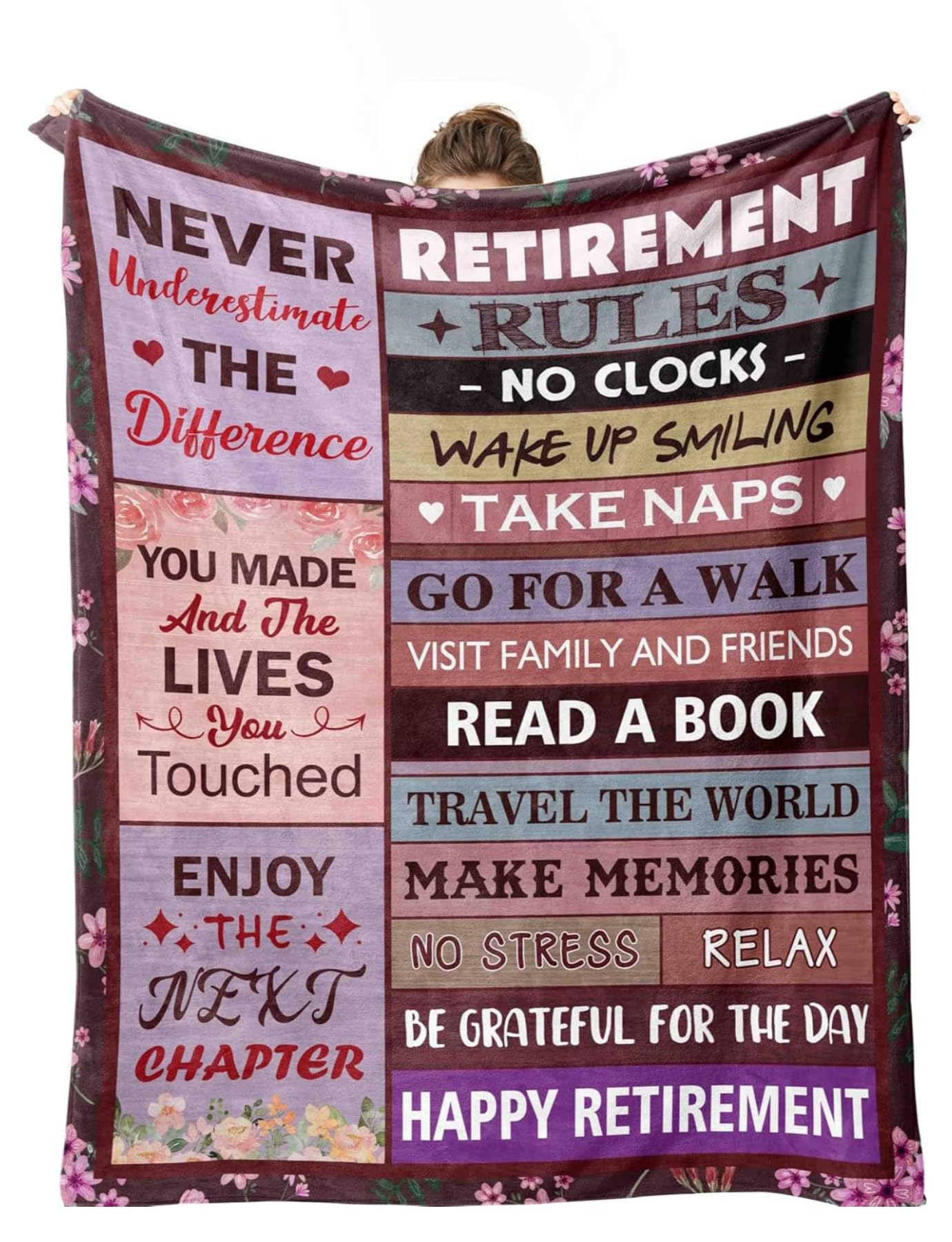 Coperta per pensionamento, idea regalo per donne e uomini, idea regalo per pensionamento, collega, insegnante, infermiera, mamma (150 x 230 cm)