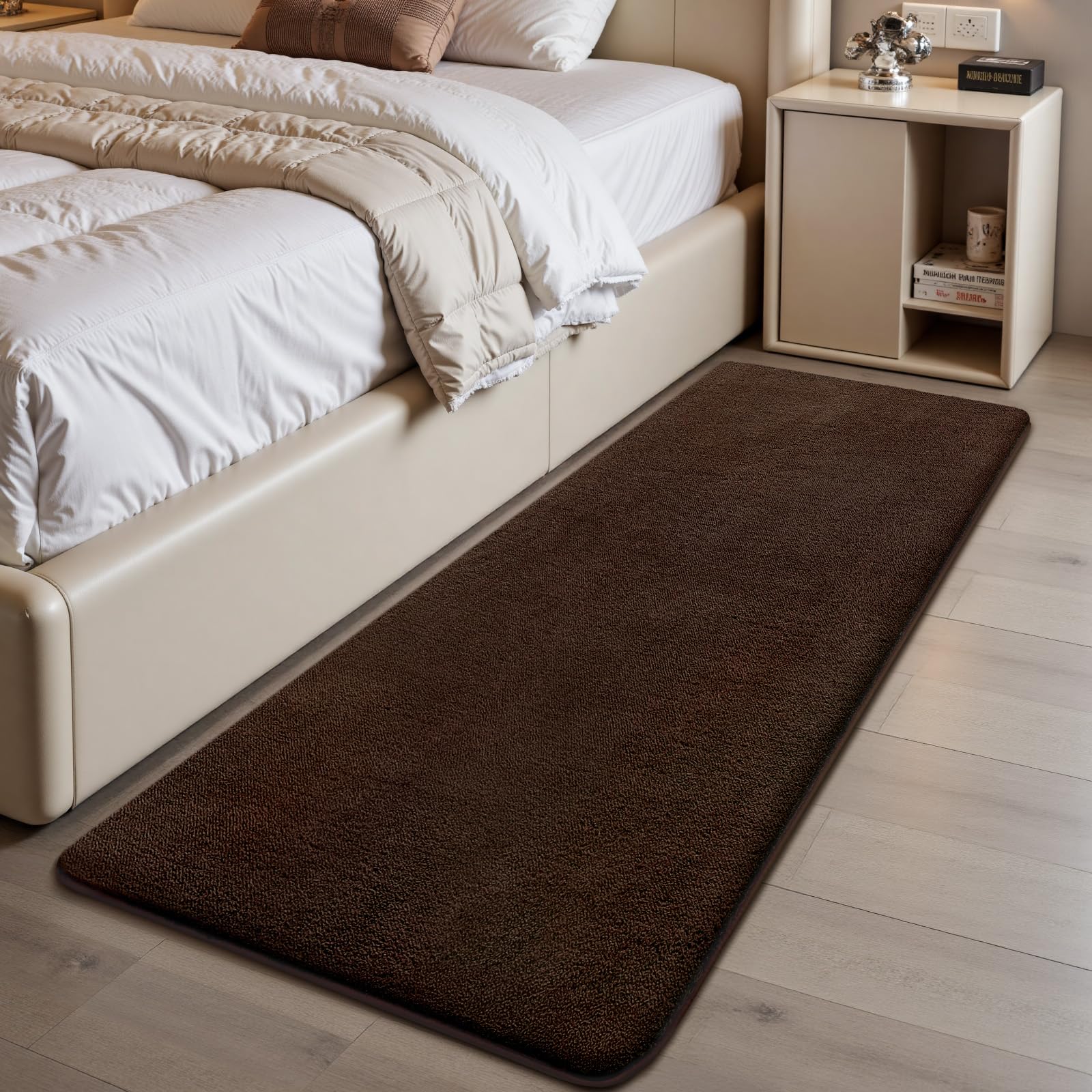 Treeboy Rugs Living Room 80x150cm,Coffee Shaggy Fluffy Rug,Short Pile Soft Runner Rugs,Anti-Slip Washable Area Rug for Bedroom,Modern Floor Carpets for Kids Living Room Hallway Entryway