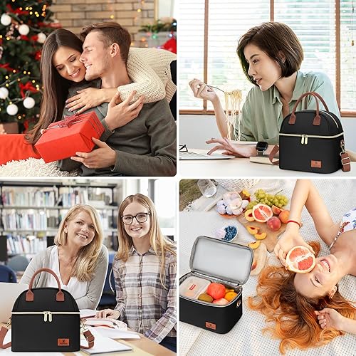 Miniatura 7 de Hafmall Loncheras para mujer, loncheras para mujeres, lonchera aislada para adultos, para el trabajo, con correa para el hombro, 3.5 galones, color