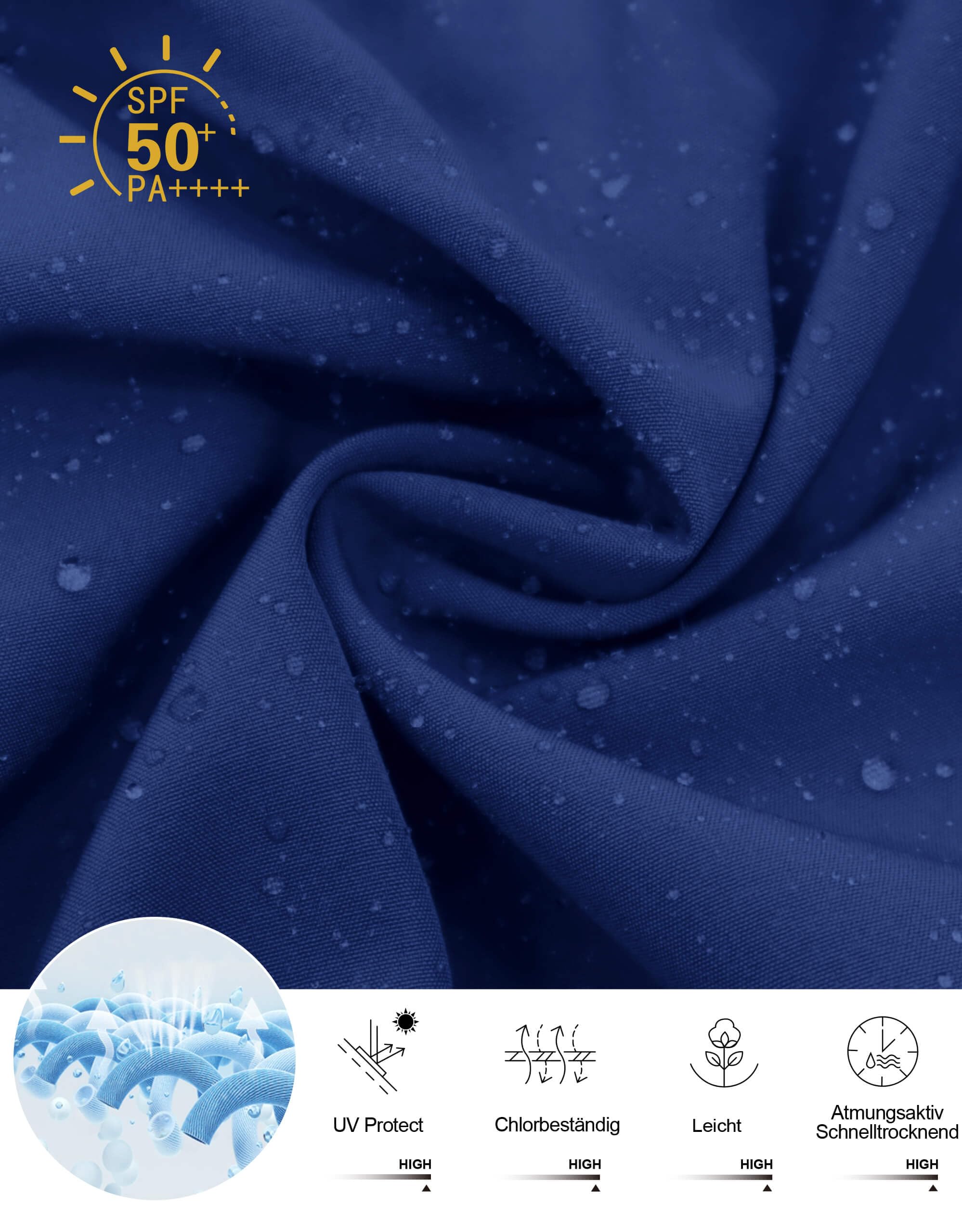 Short de bain taille haute pour femme avec poches zippées - Séchage rapide - Protection UV - Imperméable - Résistant au chlore - Avec slip intérieur
