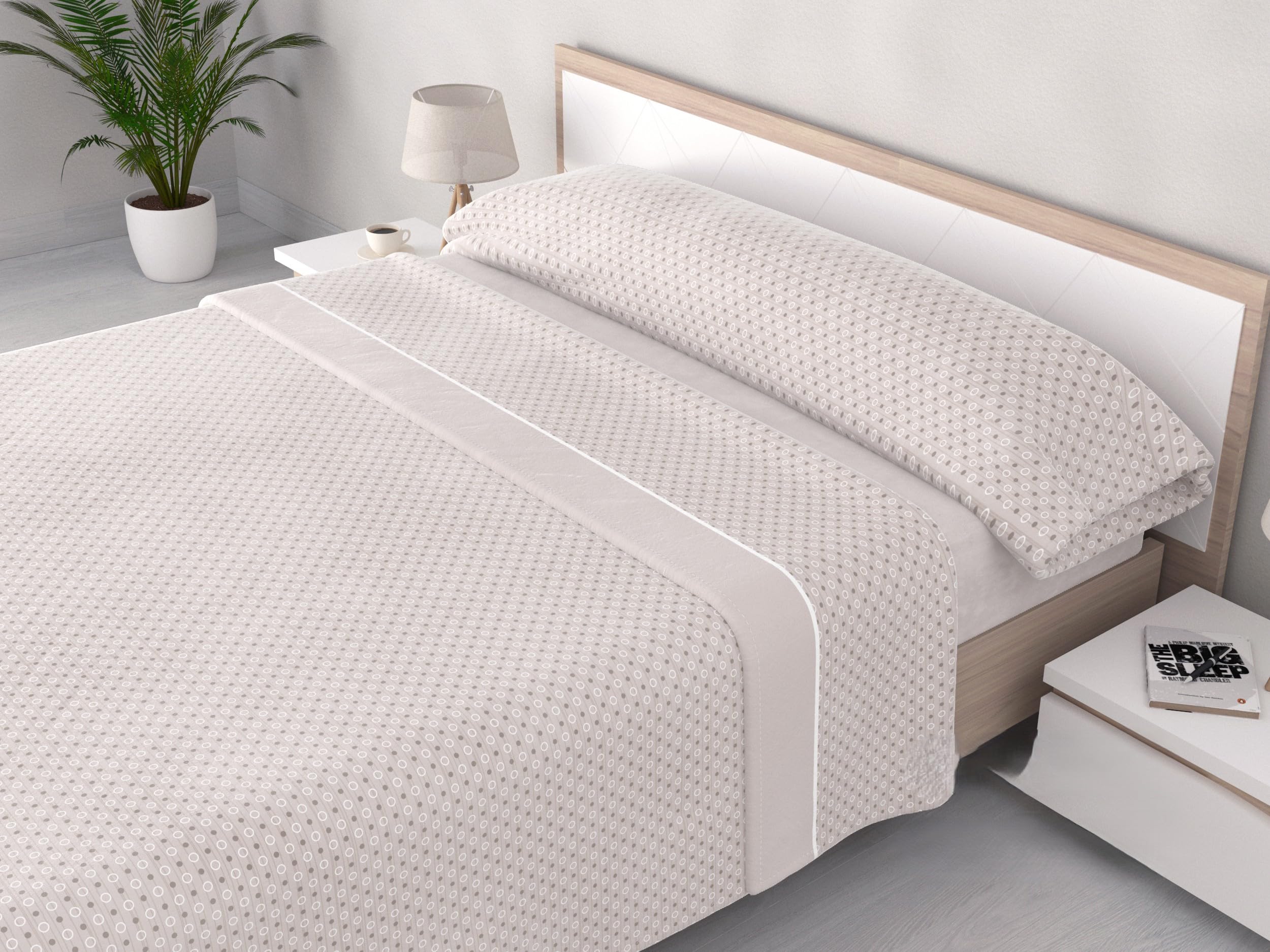 Juego de Sábanas de Invierno Sedalina 240gr – 5 Diseños (2 Colores Cada uno) – para Cama 90/105/135/150 cm – Valida para colchones de 30cm Alto. (Rosendo Beige, Cama 150cm)