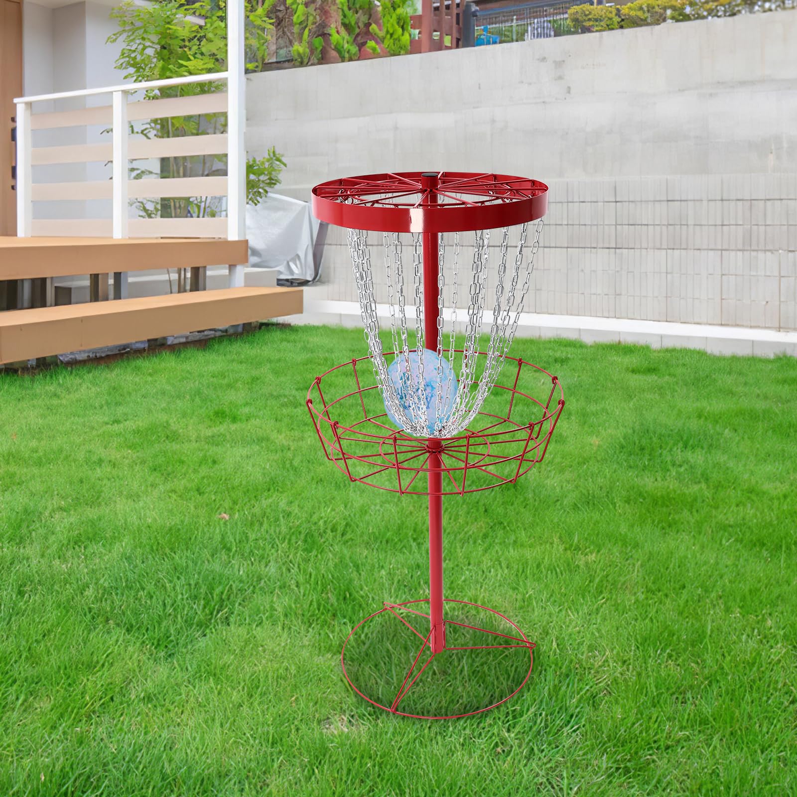 Cesta de golf de disco, altura 132 cm, cadena de doble capa, portátil, portátil, cesta de golf de disco para principiantes, personas mayores