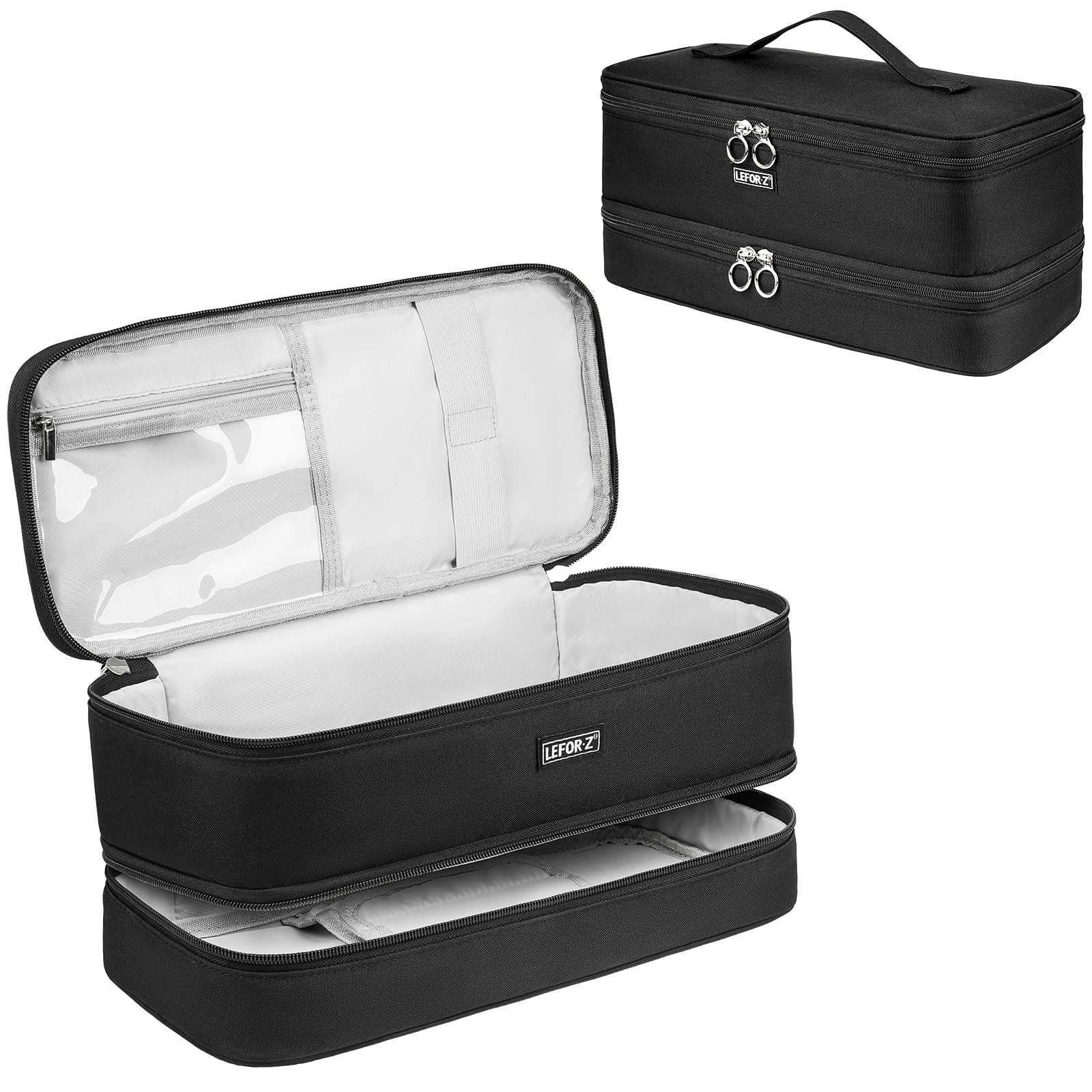 Custodia da viaggio compatibile con lo styler/asciugacapelli Shark Flexstyle, a doppio strato, compatibile con Dyson Airwrap Styler/Supersonic asciugacapelli e accessori, Nero, Compatto