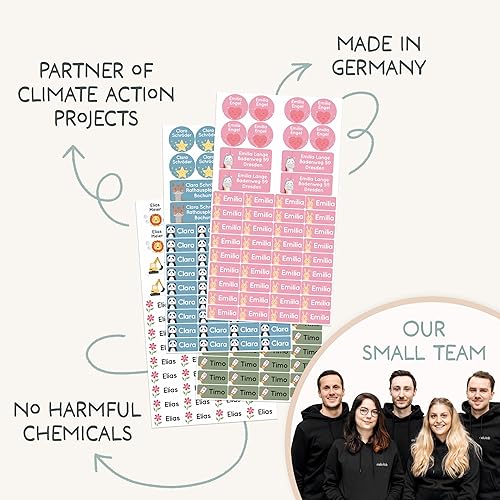 Miniatura 5 de melu kids Juego de etiquetas de nombre para guardería, ropa y artículos (100), etiquetas que no necesitan planchado, calcomanías con nombre para