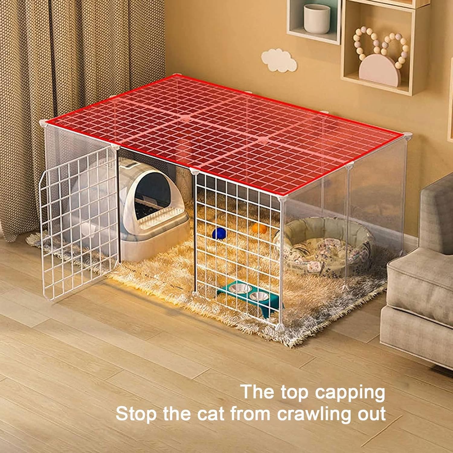 MekUk Cat Houses Cat Cage - Recinto per Gatti Recinto per Gatti da Interno Gabbia per furetti Trasportini per Cani Cucce per Gatti Recinto per Animali Domestici Facile da Pulire (7