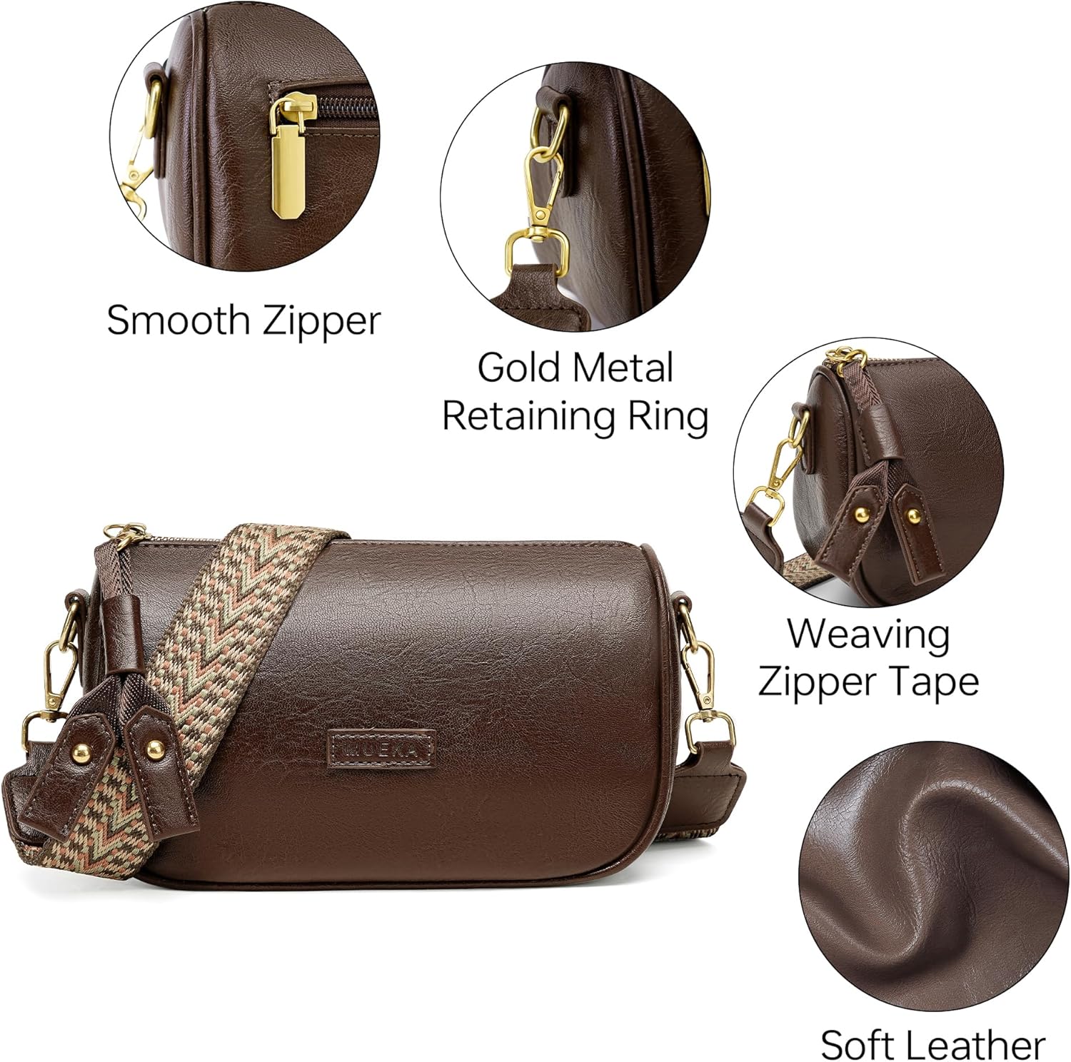 Small Crossbody Bag for Women, Vegan Leather Shoulder Handbag with 2 Removable Straps, Trendy Crossbody Purse - Image 6