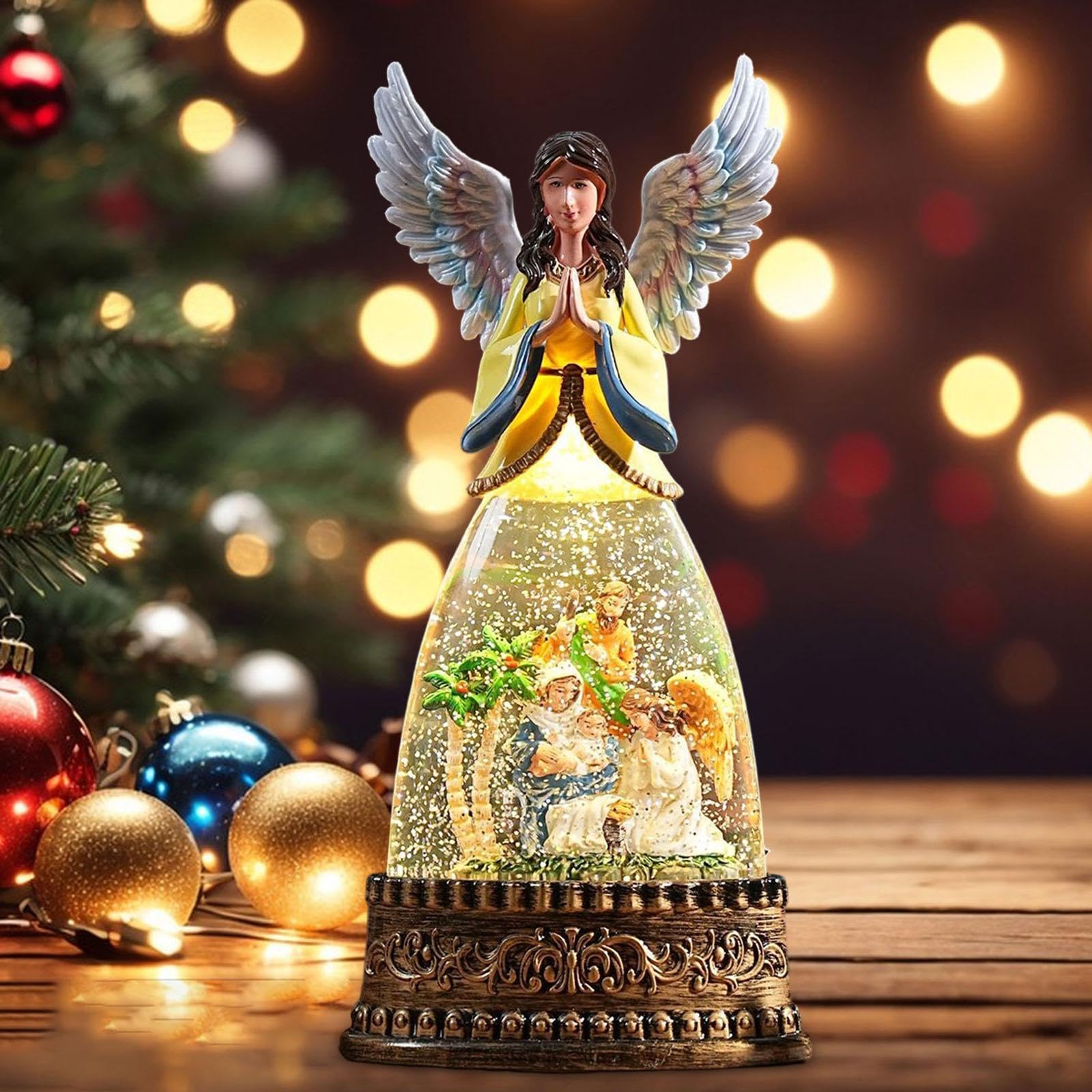 Bola de Nieve Musical navideña, Caja de música, Figura de ángel, decoración navideña Coleccionable, Adorno de Mesa para Fiestas, Style B