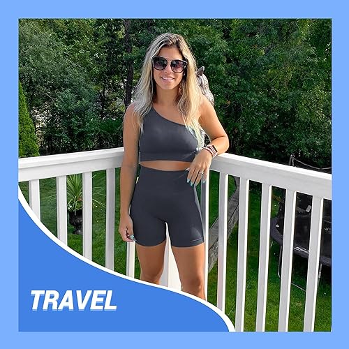 Miniatura 2 de GAYHAY 3 Pack Biker Shorts with Pockets for Women - 8" 5" High Waist Biker Shorts for Workout Yoga Running Gym