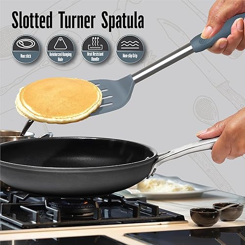 Miniatura 3 de Juego de espátulas de silicona para uso en la cocina espátula resistente al calor y espátula de silicona ranurada para cocinar, utensilios de cocina