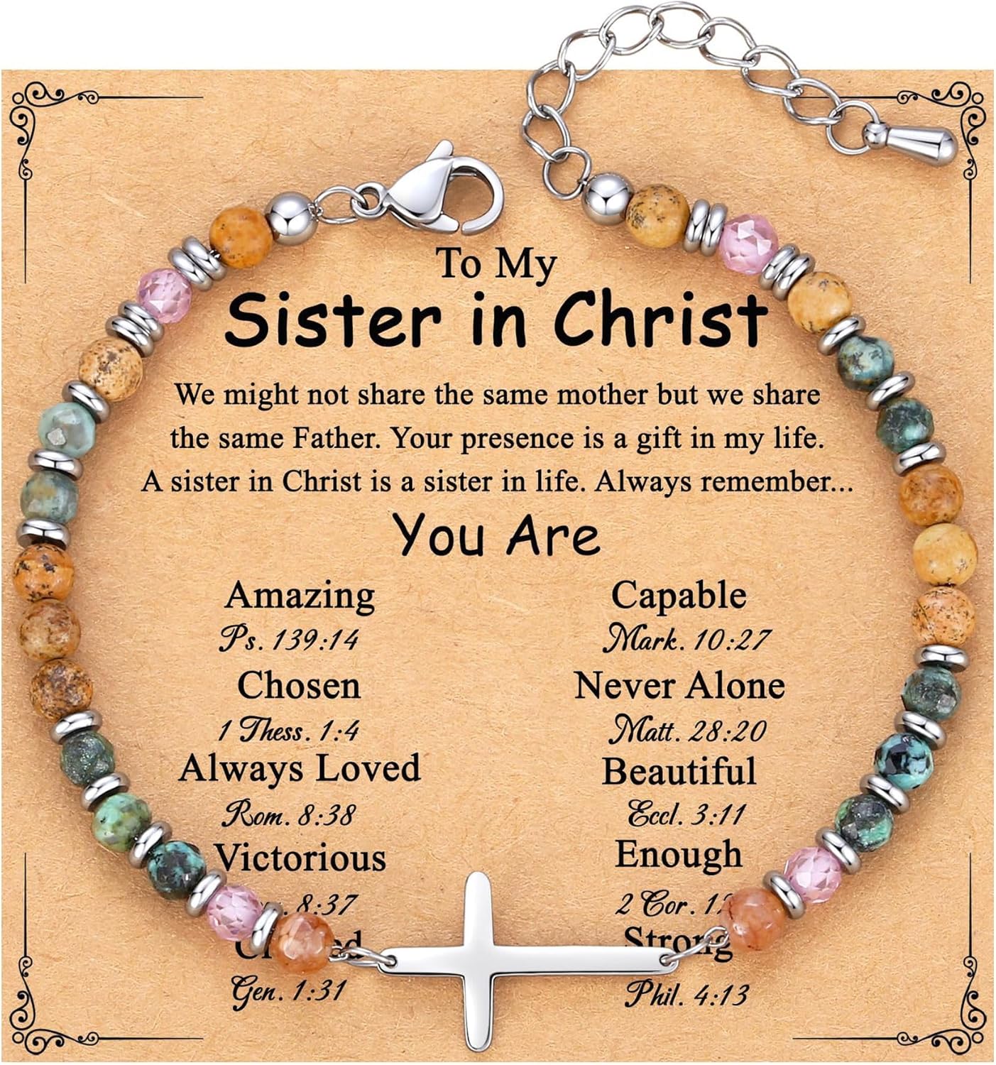 Christian Cross Bracelet for Women, Stocking Stuffers for Women, Confirmation Baptism Easter Gifts, Unique Gift for Friends Daughter Mom Sister in Christ on Birthday Christmas