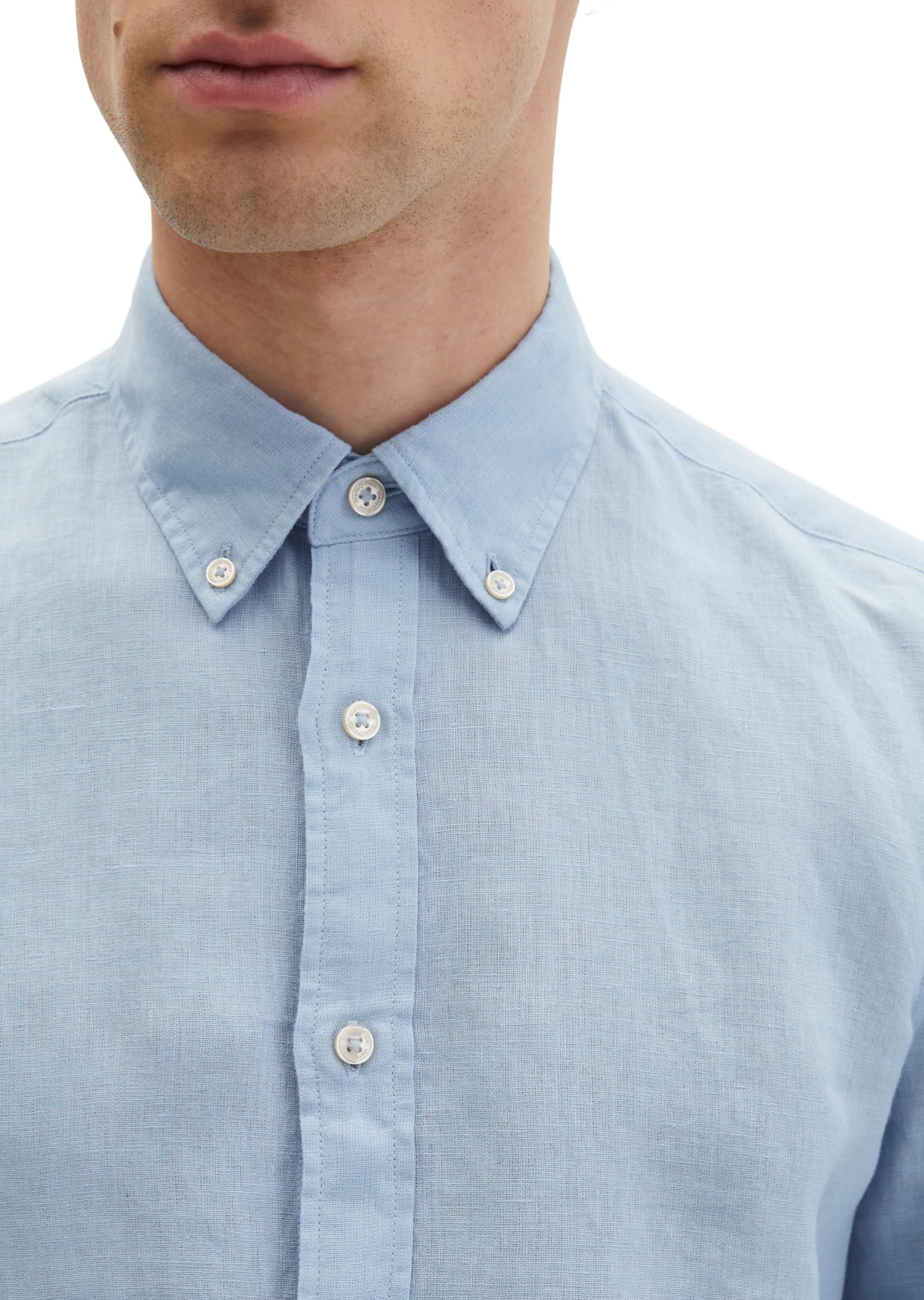Marc OߴPolo Uomo Camicia in lino con colletto con bottoni shaped fit