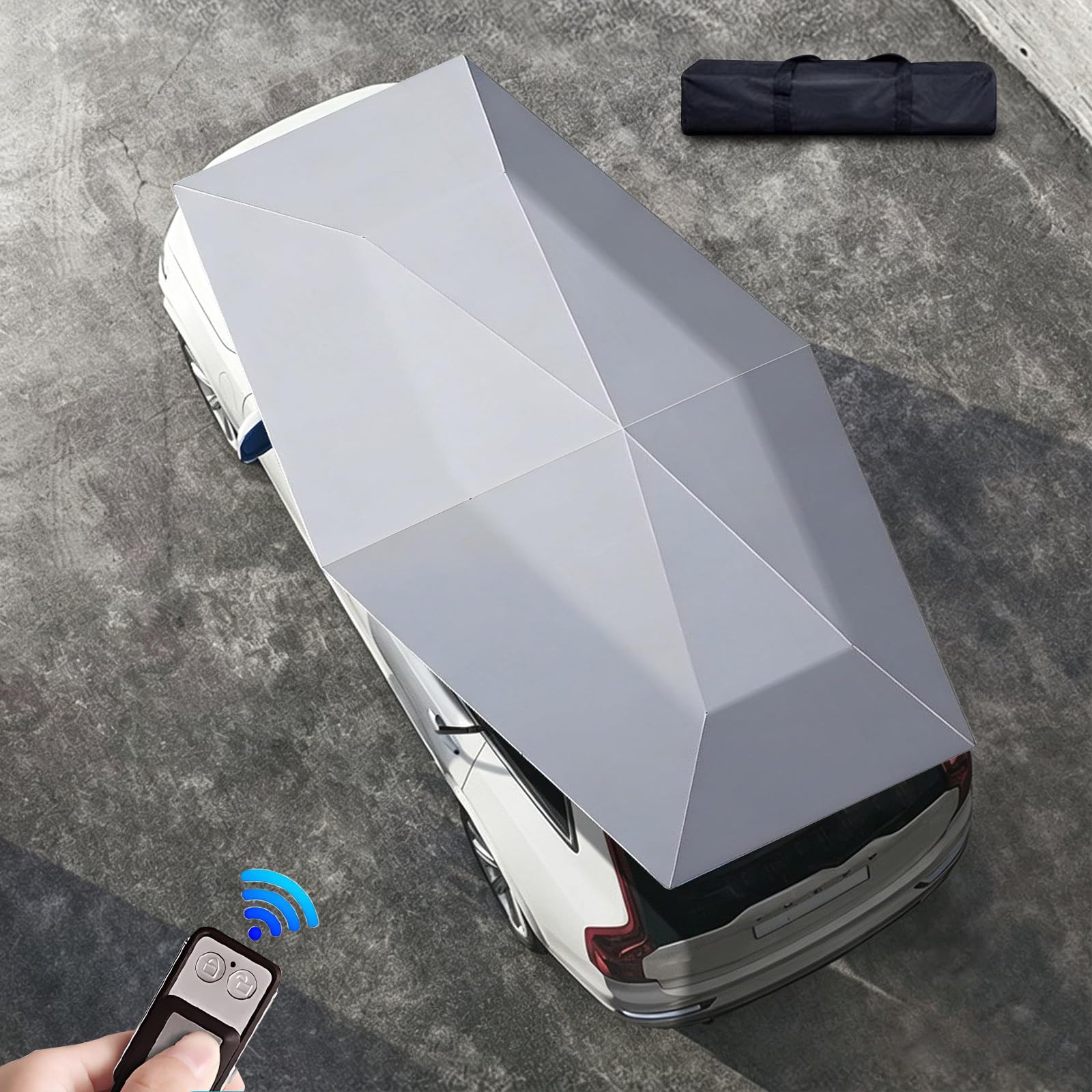 Parasol Voiture Automatique, Batterie 4000mAh, Auvent Pliable pour Berlines et SUV Silver-5.2