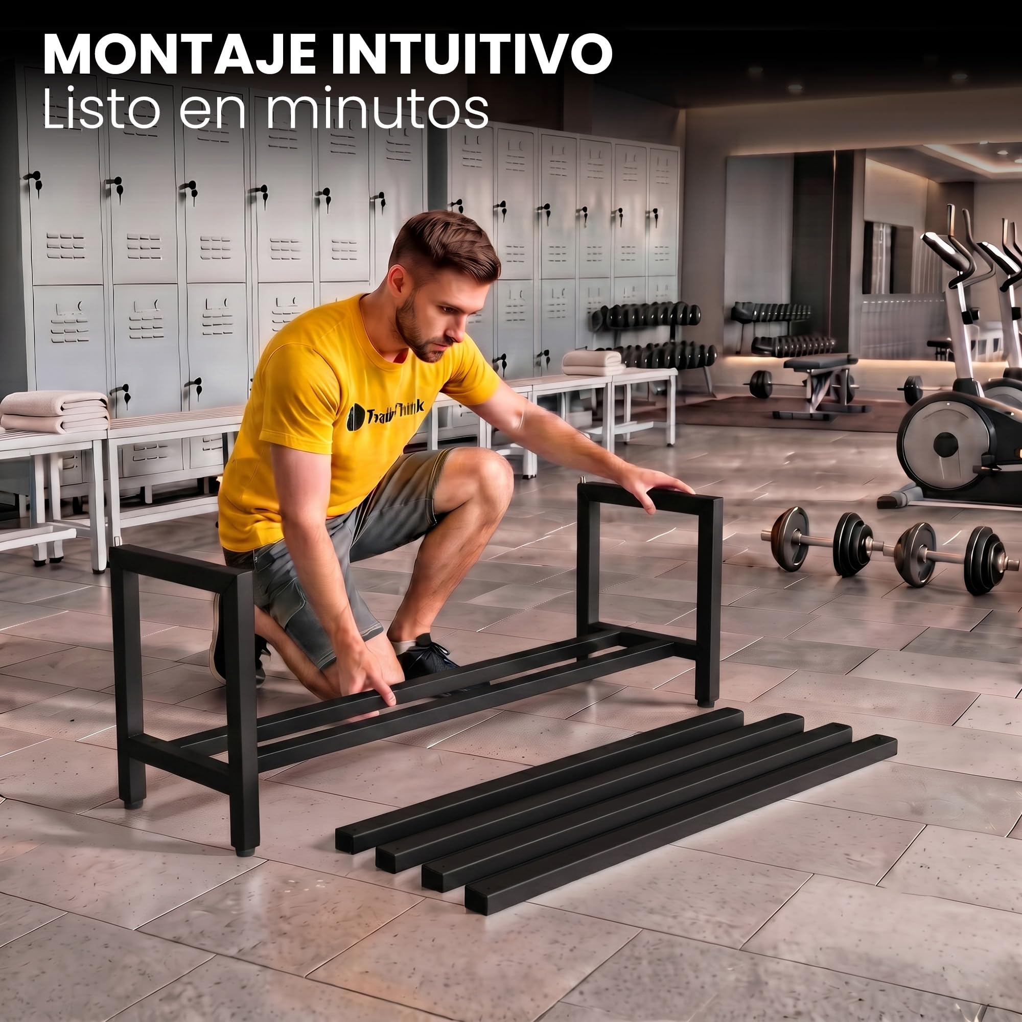 Banco Vestuario Metálico para Gimnasio y Escuelas (Negro)