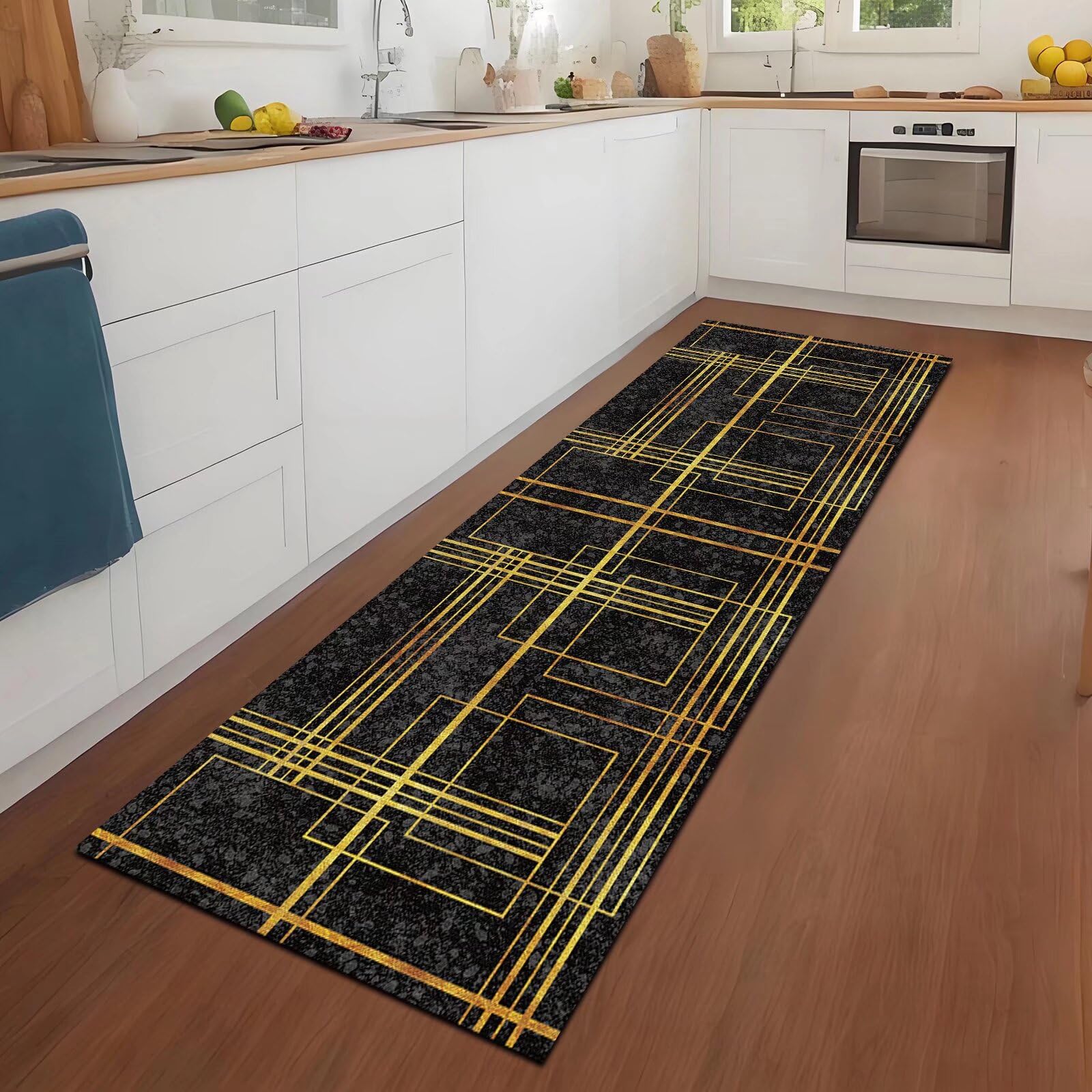 Tappeto Passatoia Cucina Lavabile Antiscivolo 80X450CM Tappetino Runner Moderno Tappeto Corridoio verde Salotto Camera da Letto Lavanderia Ingresso Interno