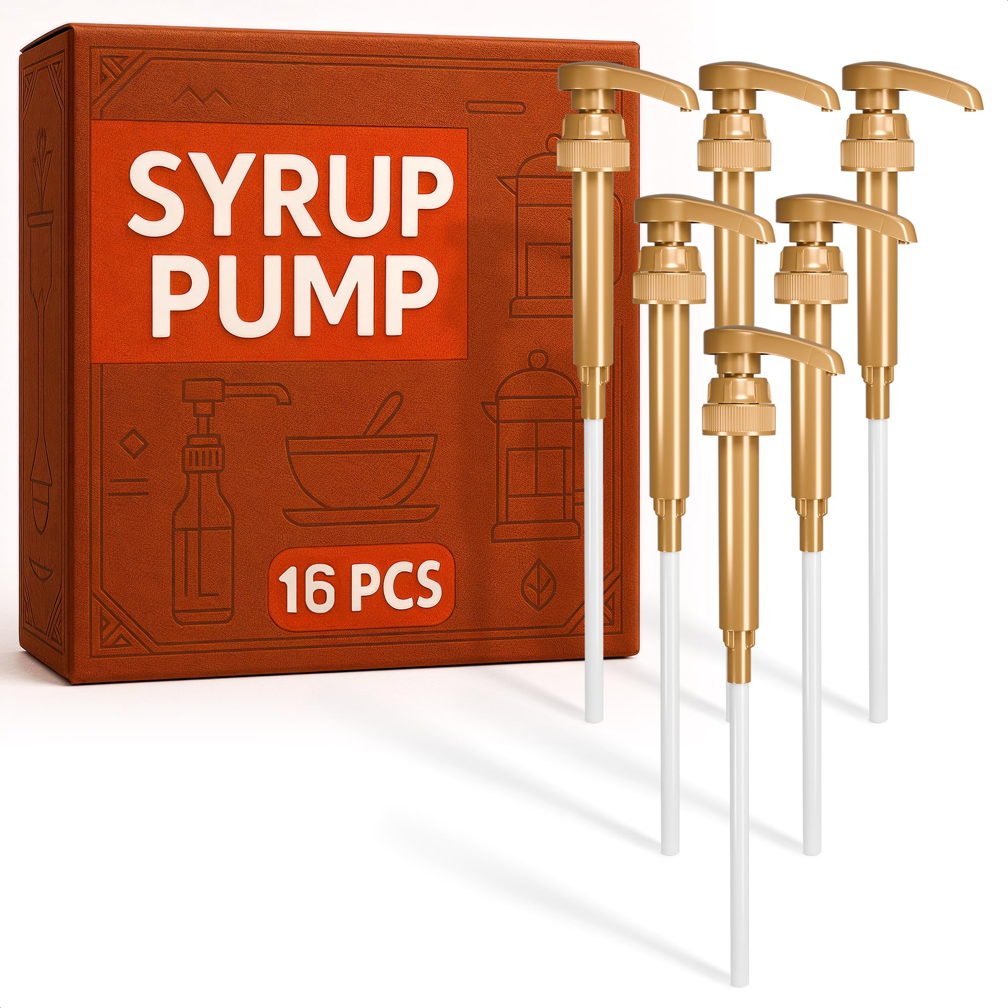 16 PCs Coffee Syrup Dispenser Pump – 9.25" Closed/11.54" Open Coffee Syrup Dispenser Pump – Fits Various 25.4 oz Bottles, Lock Mechanism, Easy Cleanup